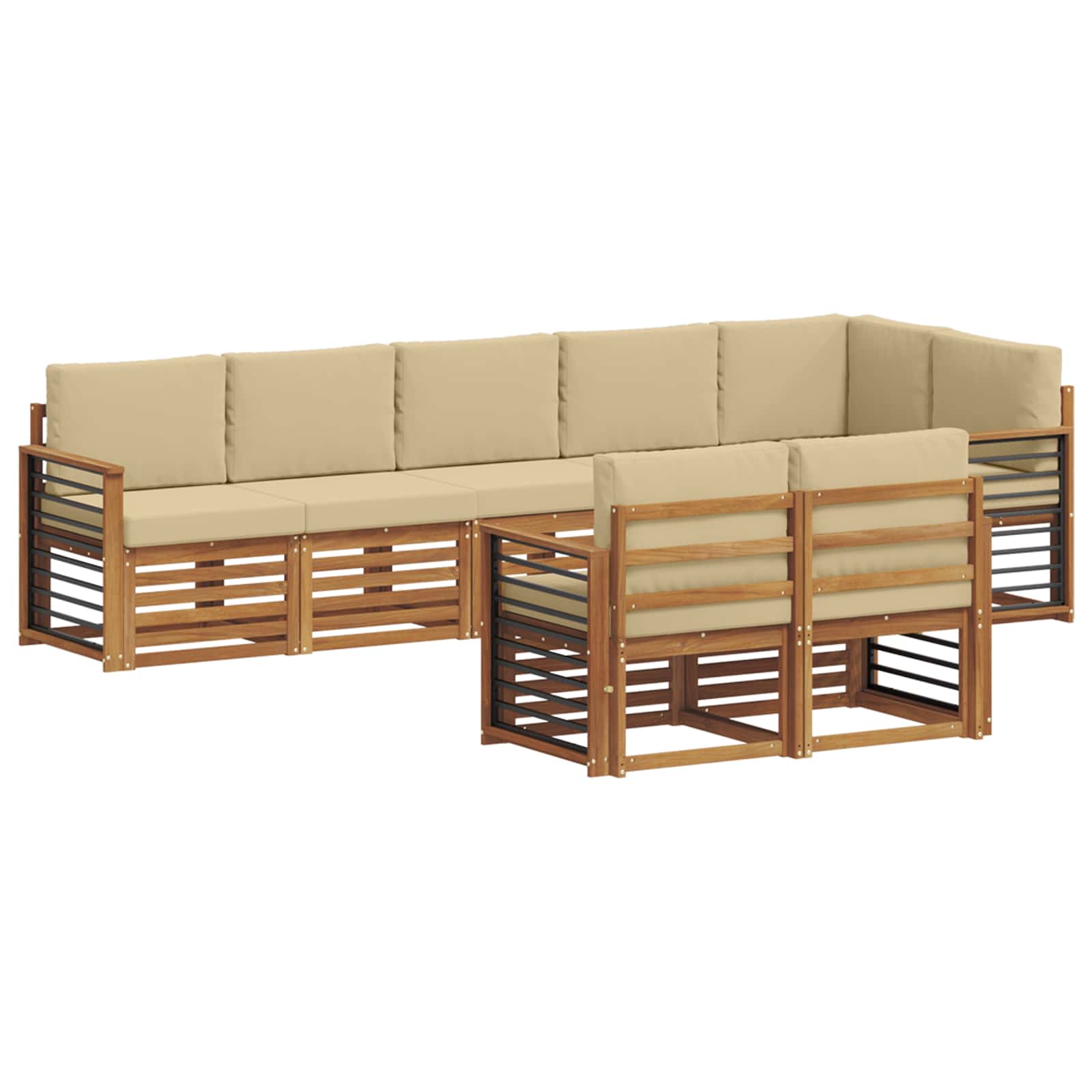 Outdoor-Sofagarnitur 8 stk. Natur und Beige Polyester