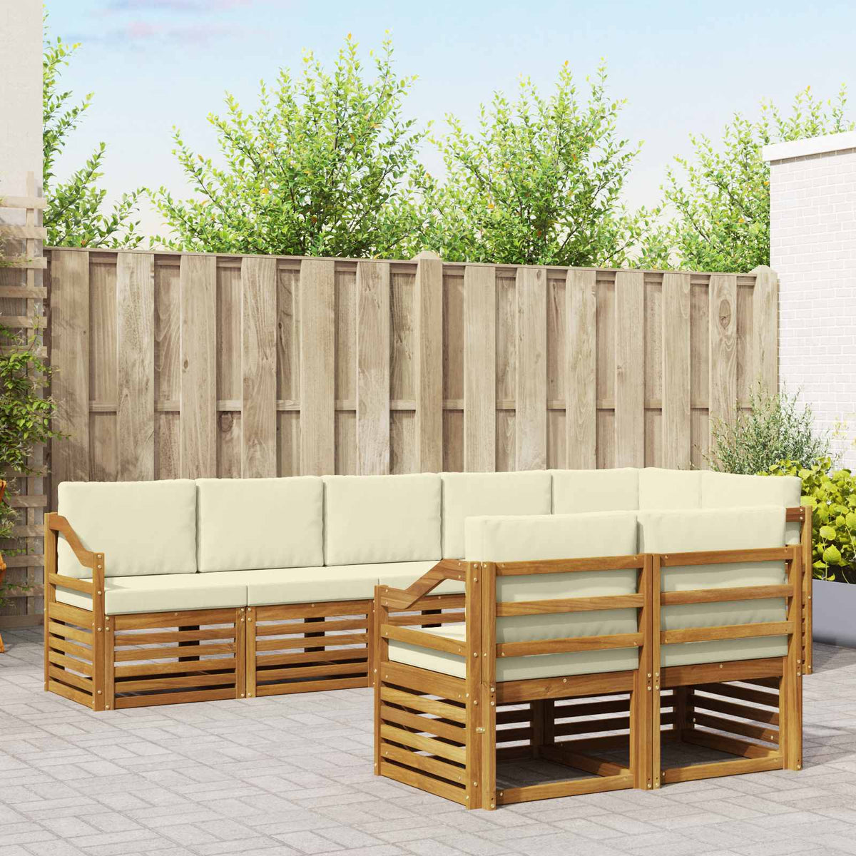 Outdoor-Sofagarnitur 8 stk. Natur und Creme Polyester