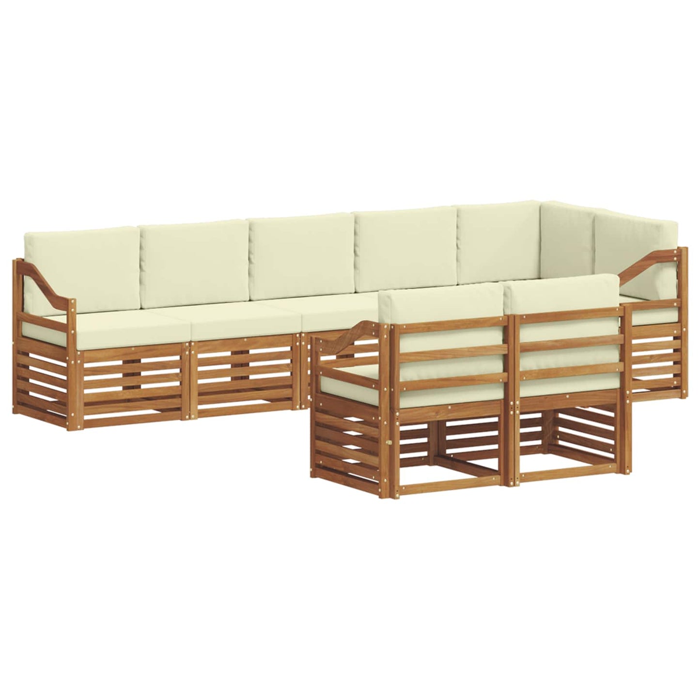 Sofagarnituren 8 pcs Natur und Creme Massivholz Akazie