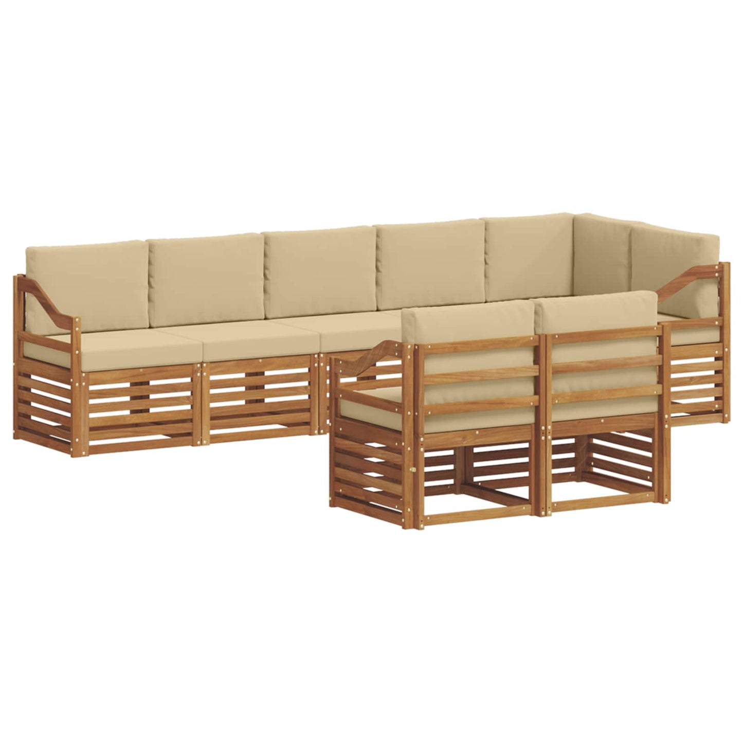 Outdoor-Sofagarnitur 8 stk. Natur und Beige Polyester