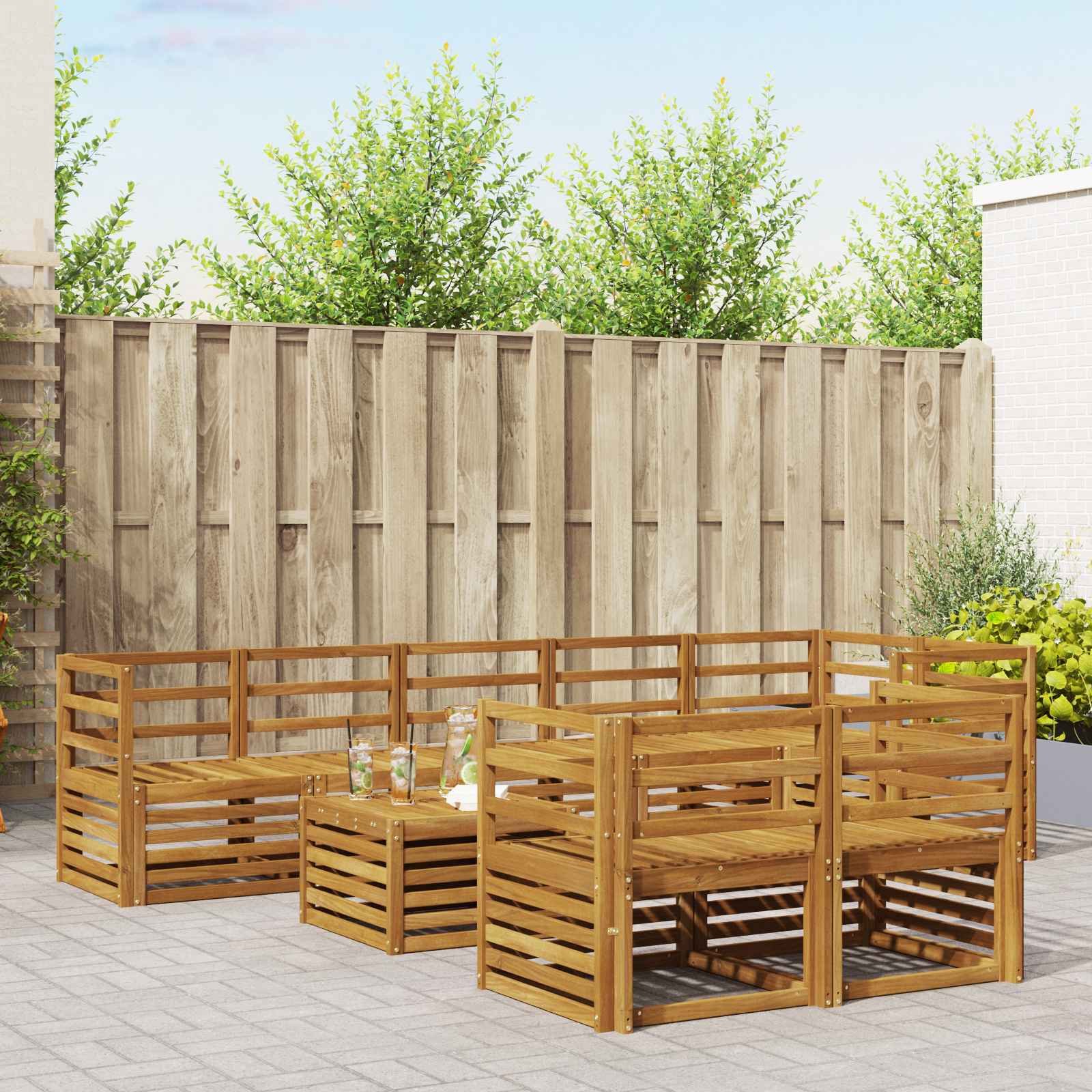Sofagarnituren 9 pcs Natur Massivholz Akazie