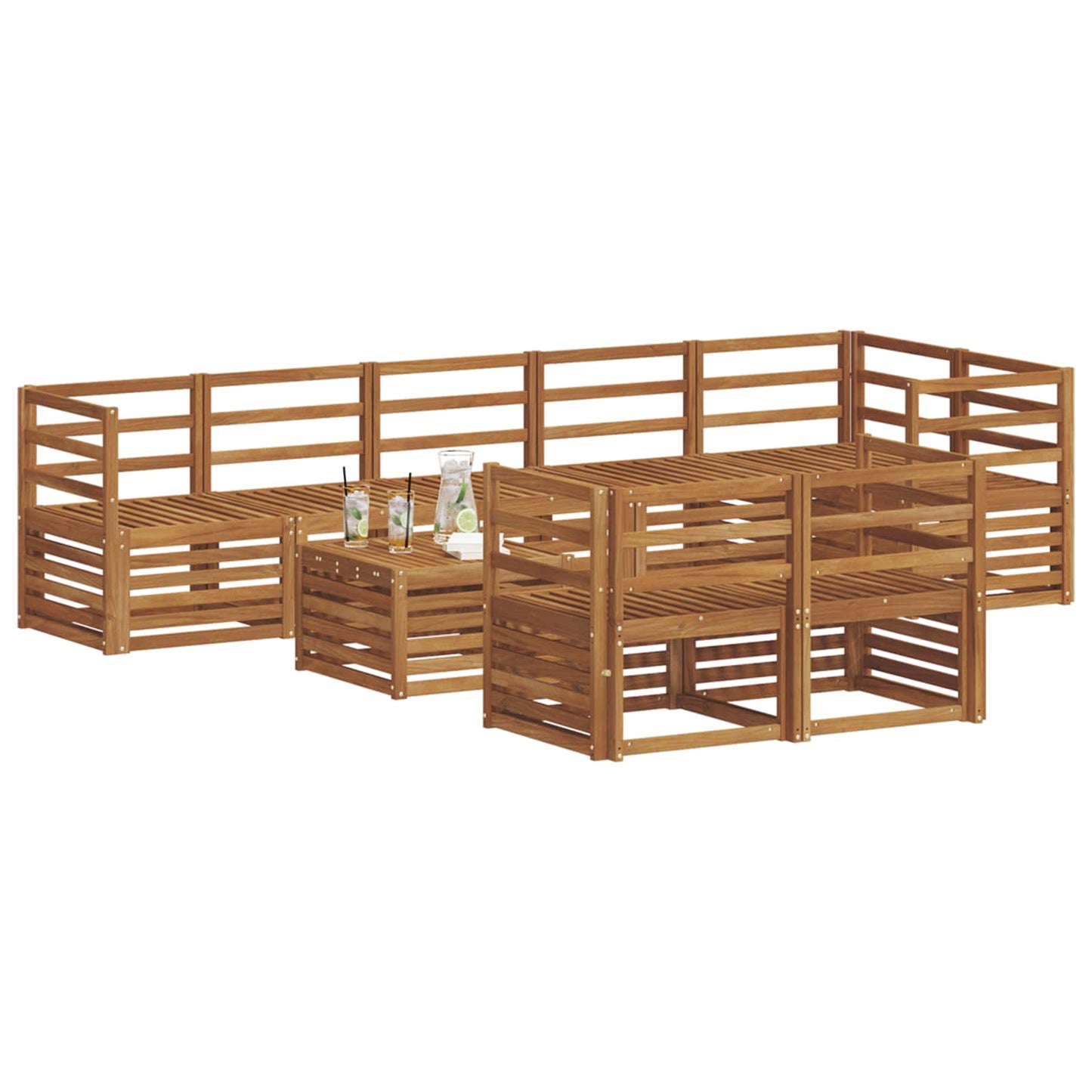 Sofagarnituren 9 pcs Natur Massivholz Akazie