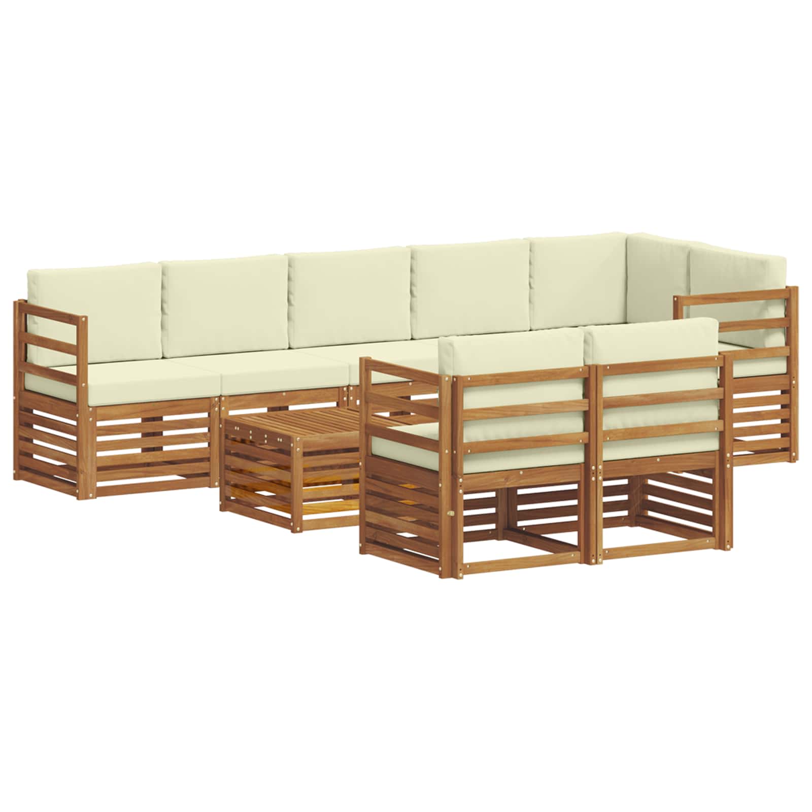 Outdoor-Sofagarnitur 9 stk. Natur und Creme Polyester