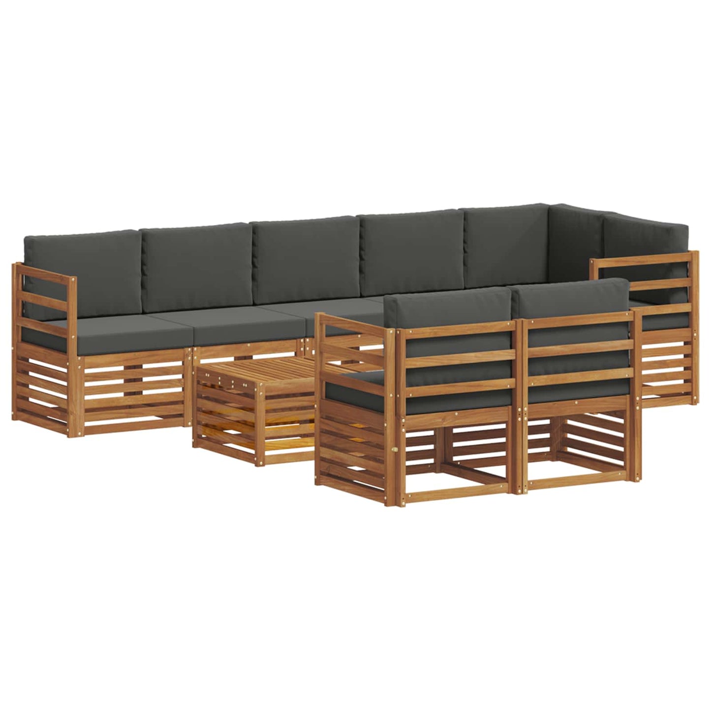 Sofagarnituren 9 pcs Natur und Anthrazit Massivholz Akazie