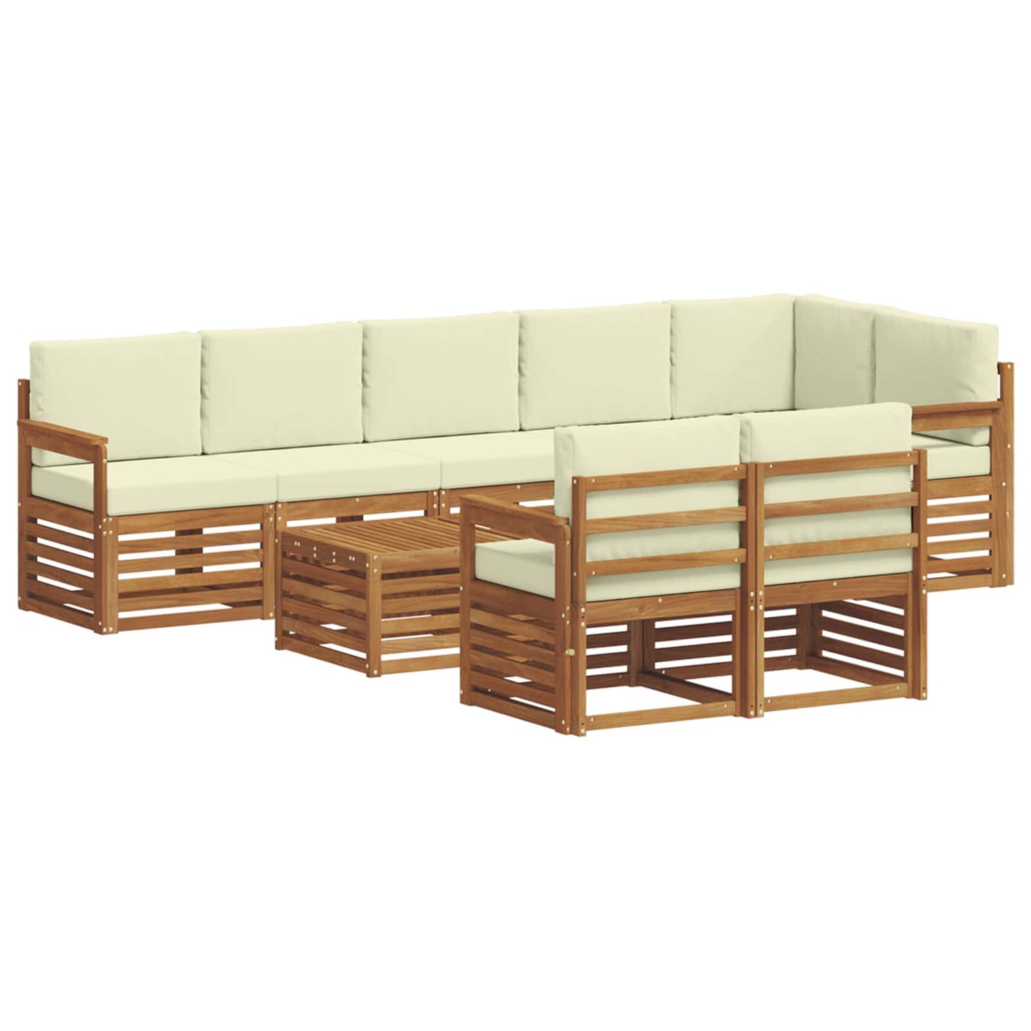Outdoor-Sofagarnitur 9 stk. Natur und Creme Polyester
