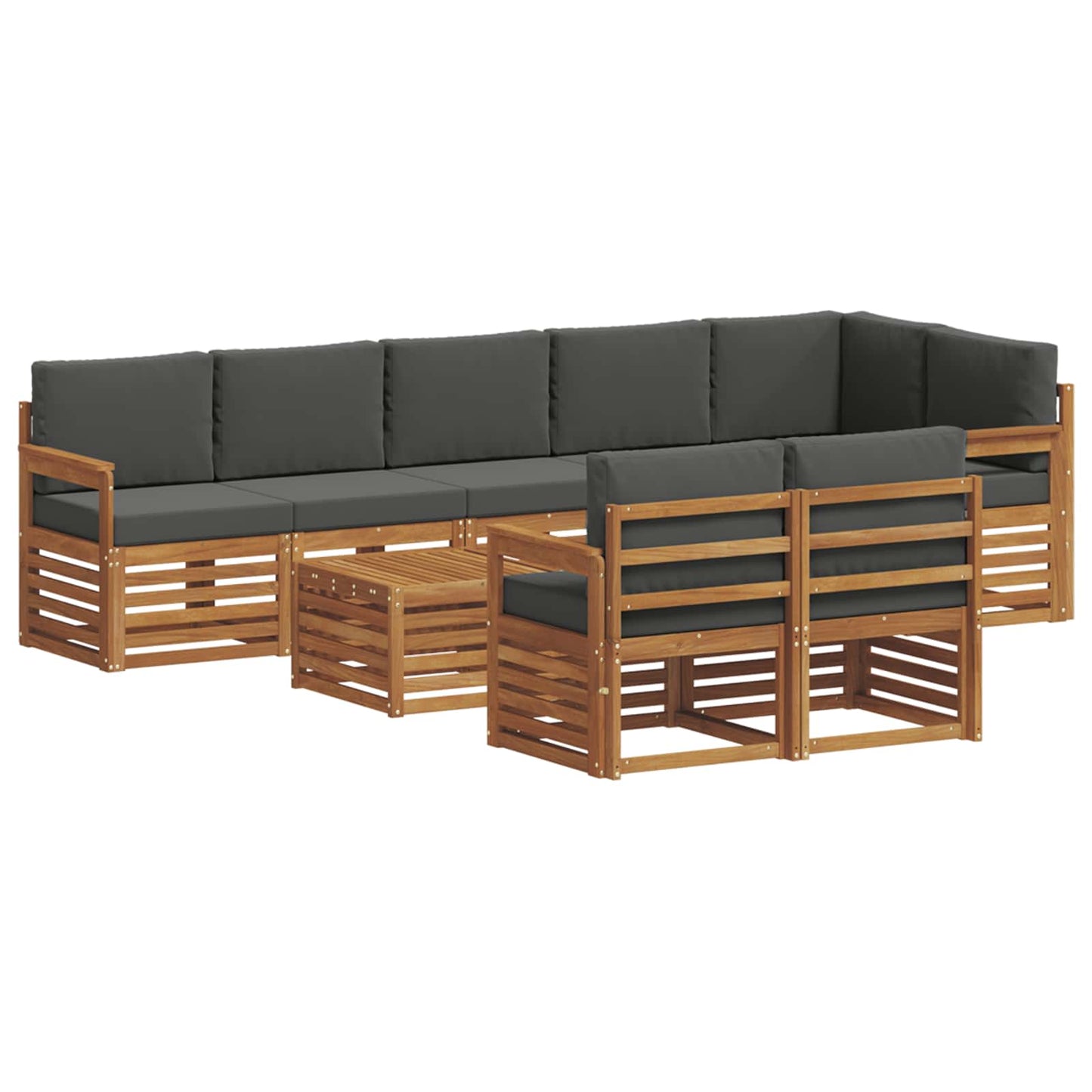 Outdoor-Sofagarnitur 9 stk. Natur und Anthrazit Polyester