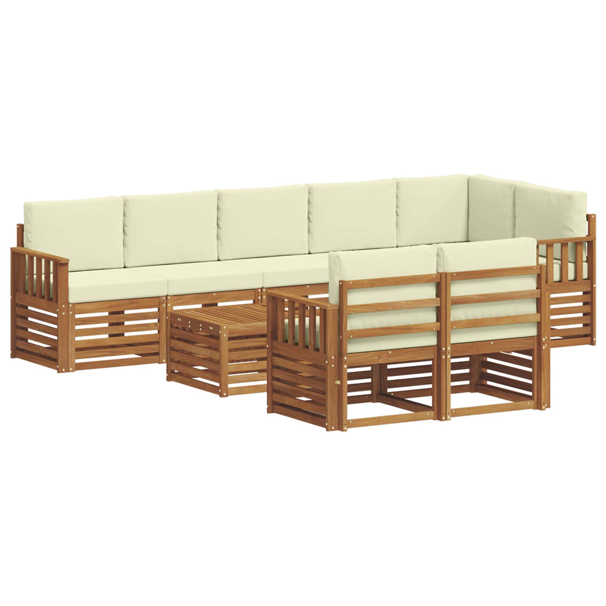 Outdoor-Sofagarnitur 9 stk. Natur und Creme Polyester
