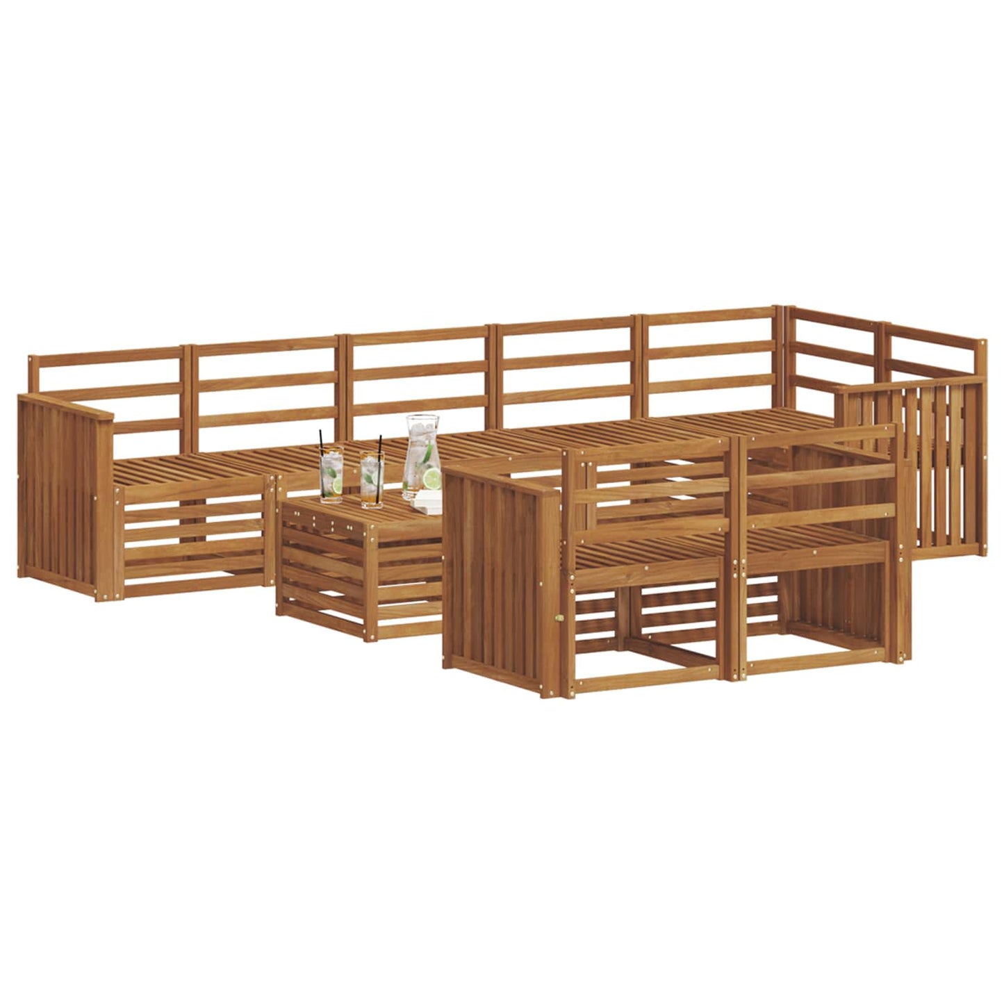 Sofagarnituren 9 pcs Natur Massivholz Akazie