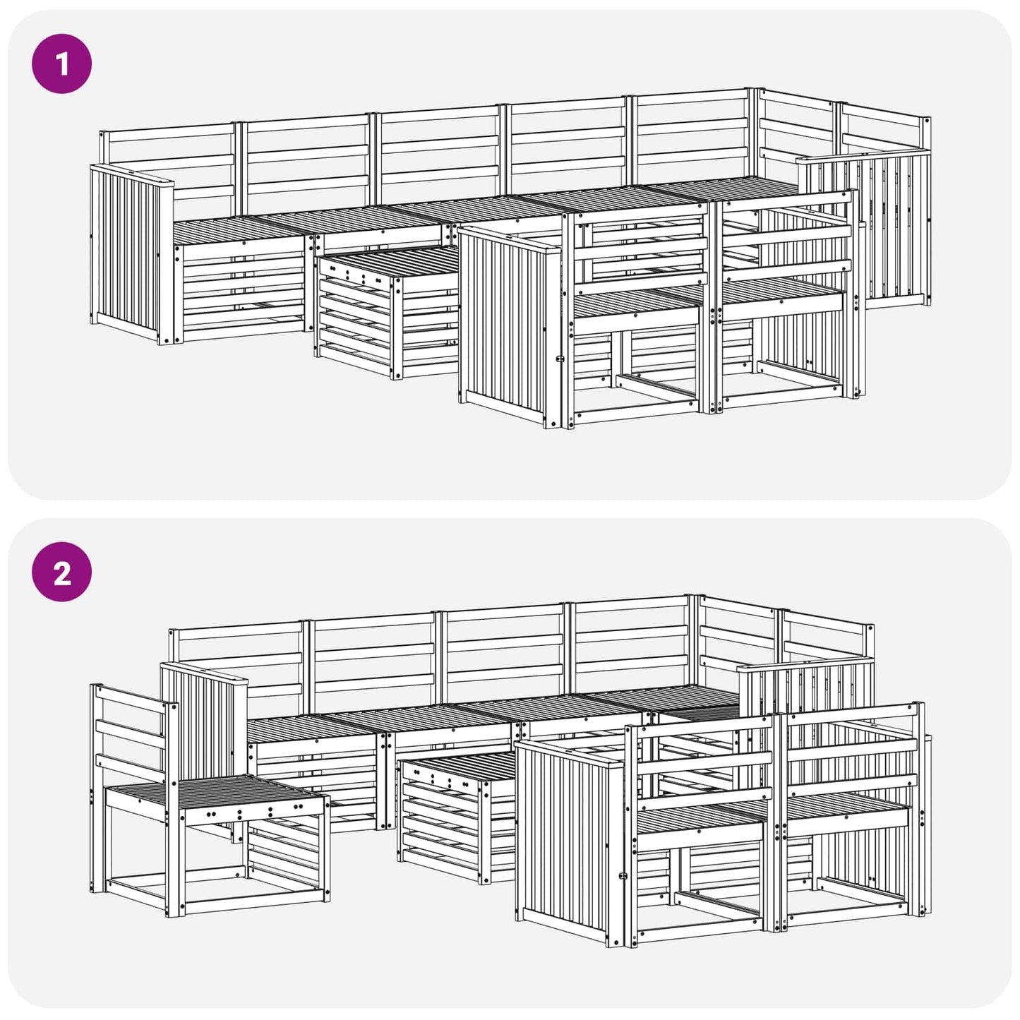 Sofagarnituren 9 pcs Natur Massivholz Akazie