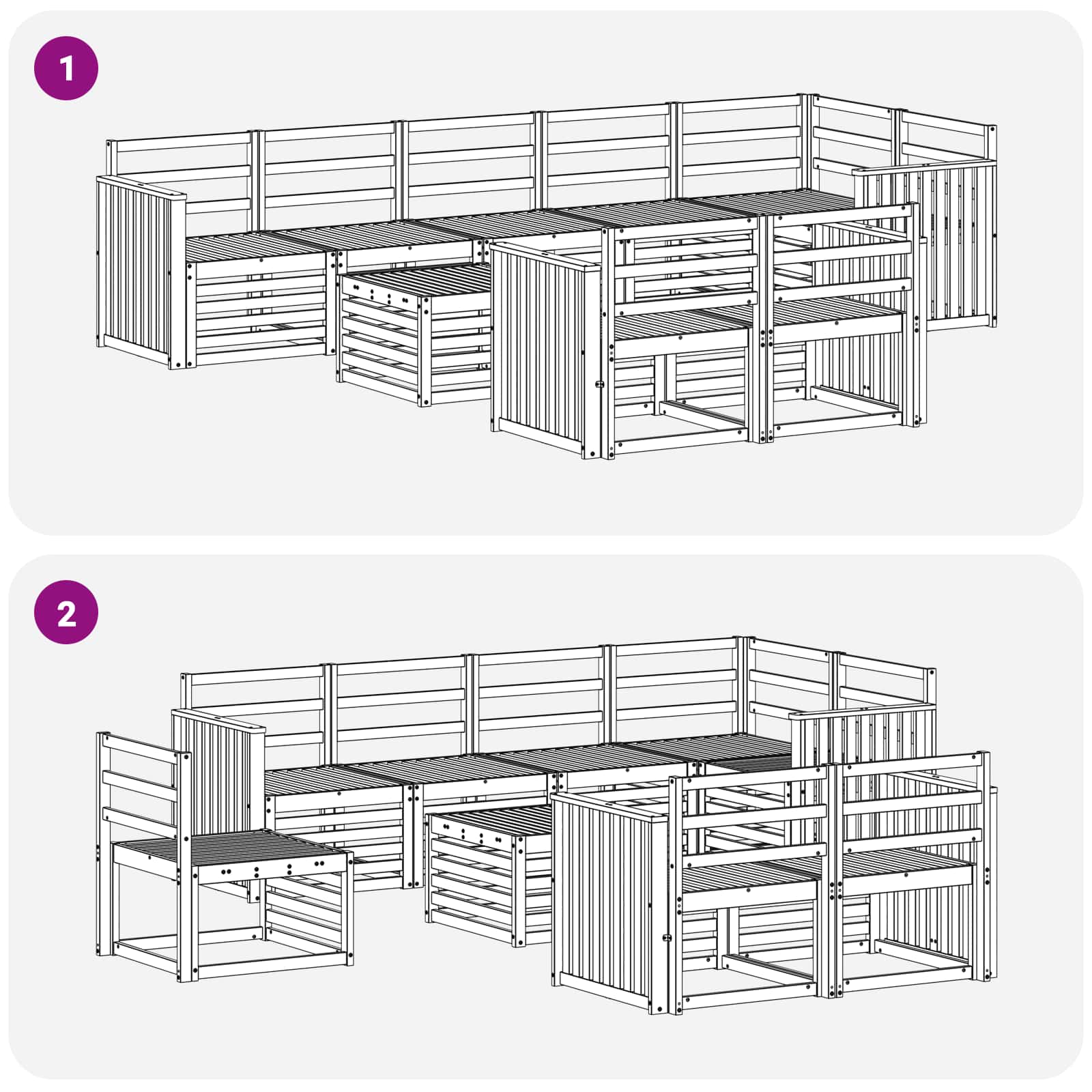 Sofagarnituren 9 pcs Natur Massivholz Akazie