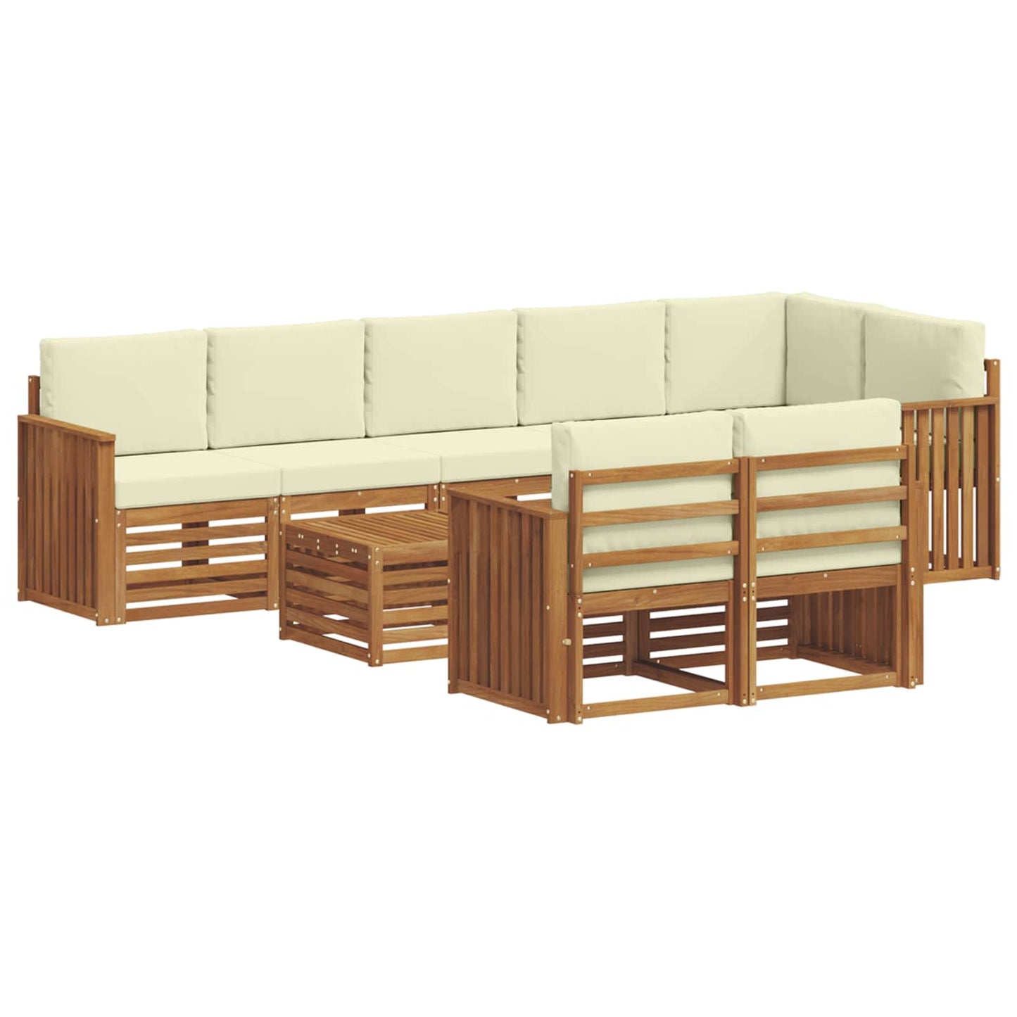 Outdoor-Sofagarnitur 9 stk. Natur und Creme Polyester
