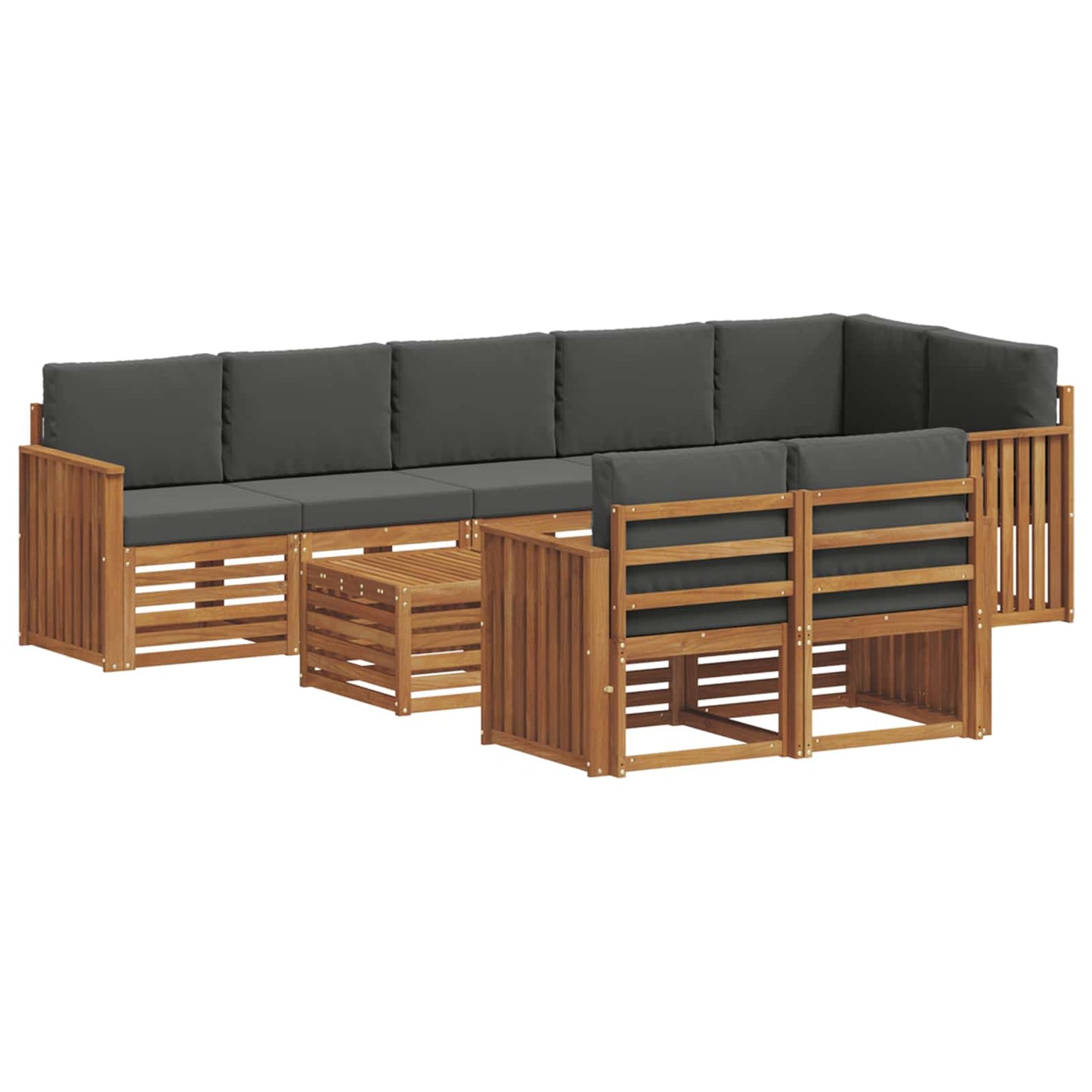 Outdoor-Sofagarnitur 9 stk. Natur und Anthrazit Polyester
