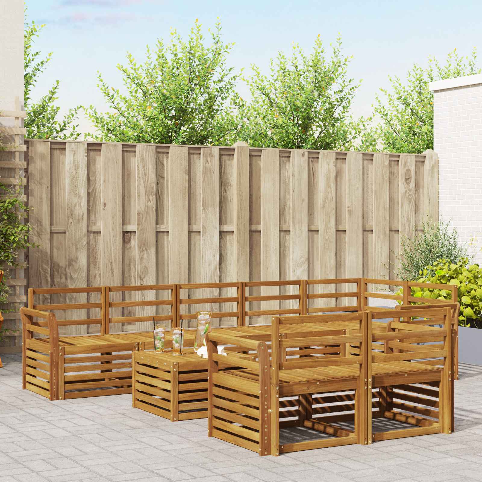 Sofagarnituren 9 pcs Natur Massivholz Akazie