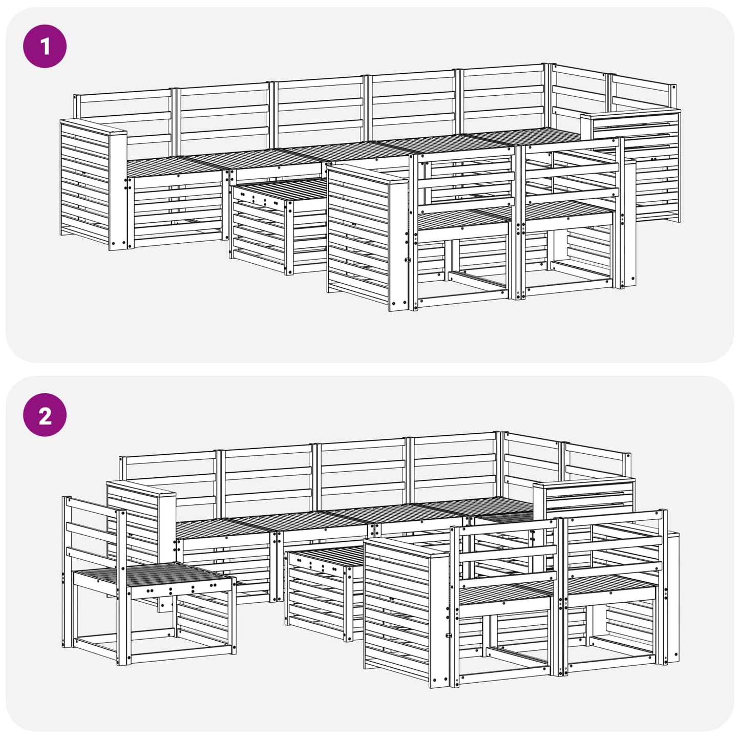 Sofagarnituren 9 pcs Natur Massivholz Akazie