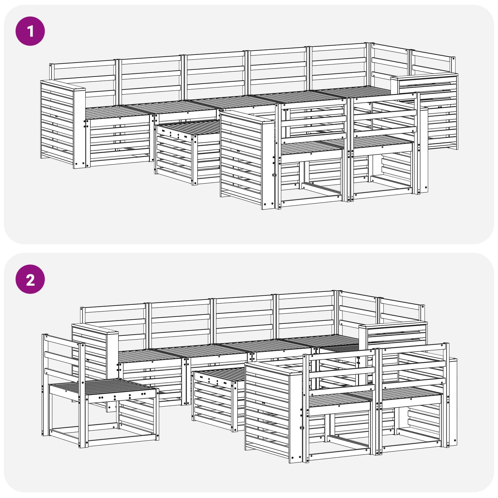 Sofagarnituren 9 pcs Natur Massivholz Akazie
