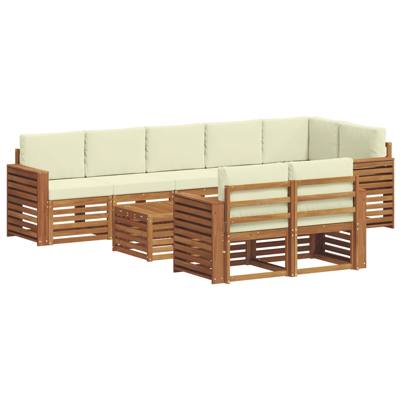 Outdoor-Sofagarnitur 9 stk. Natur und Creme Polyester