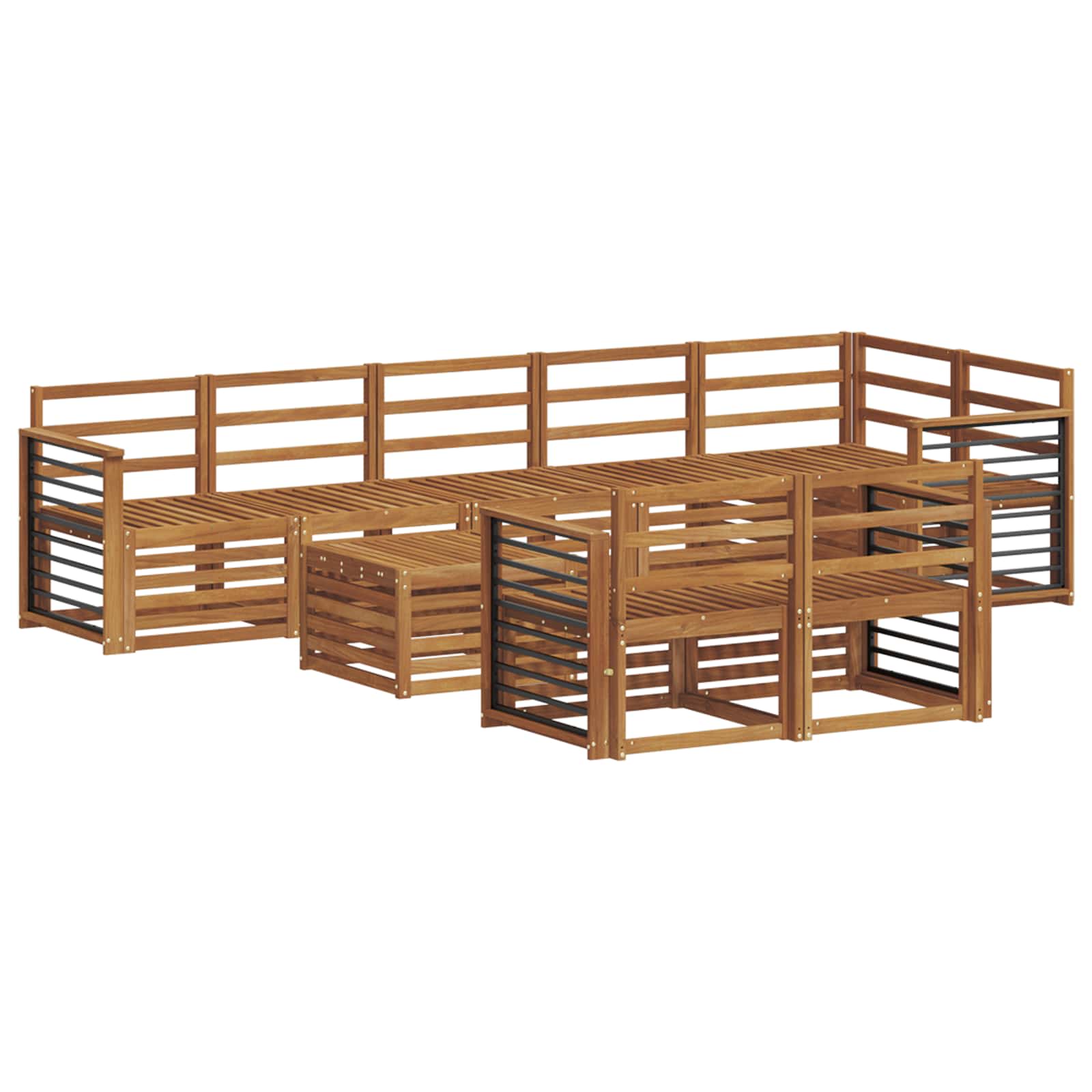 Sofagarnituren 9 pcs Natur Massivholz Akazie