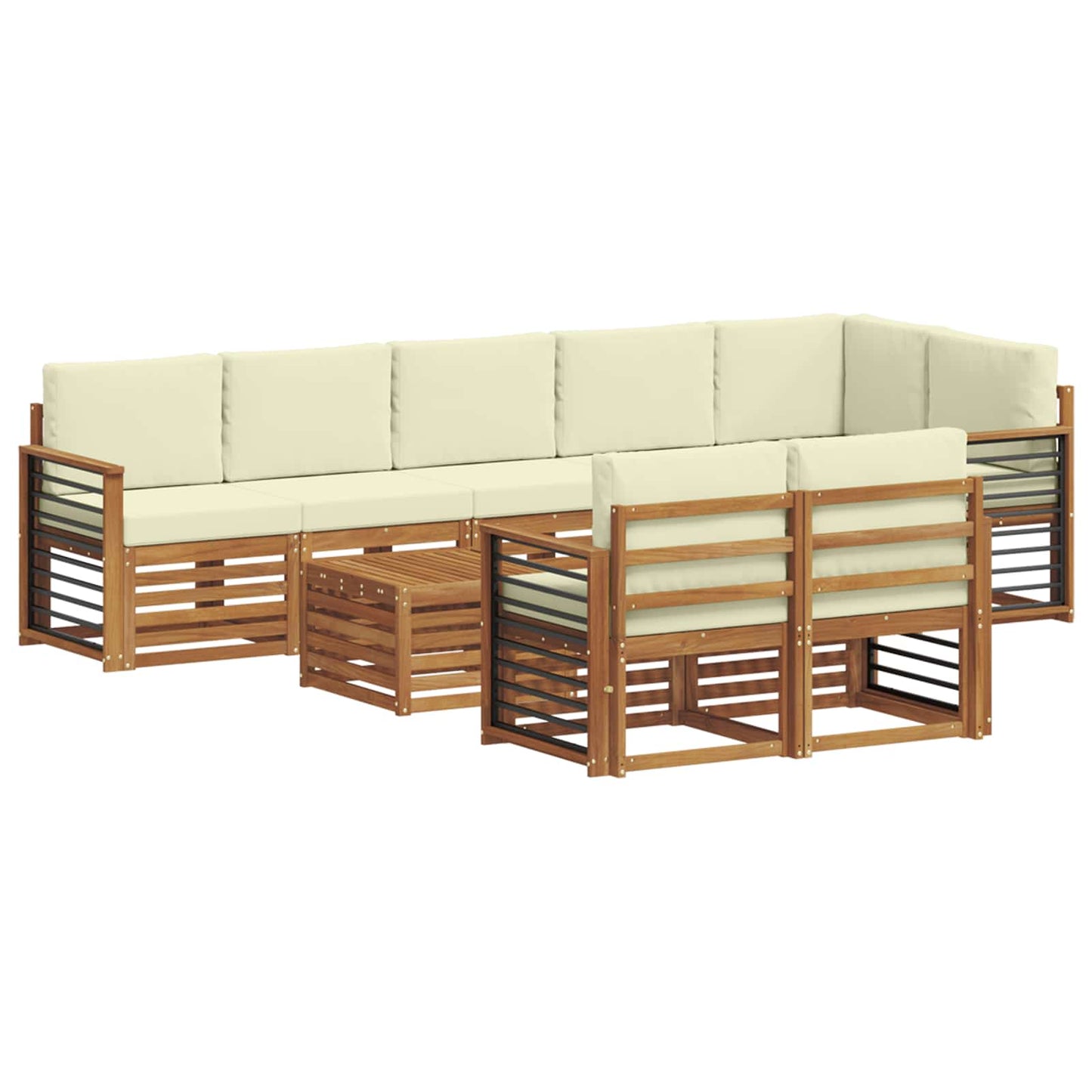 Outdoor-Sofagarnitur 9 stk. Natur und Creme Polyester