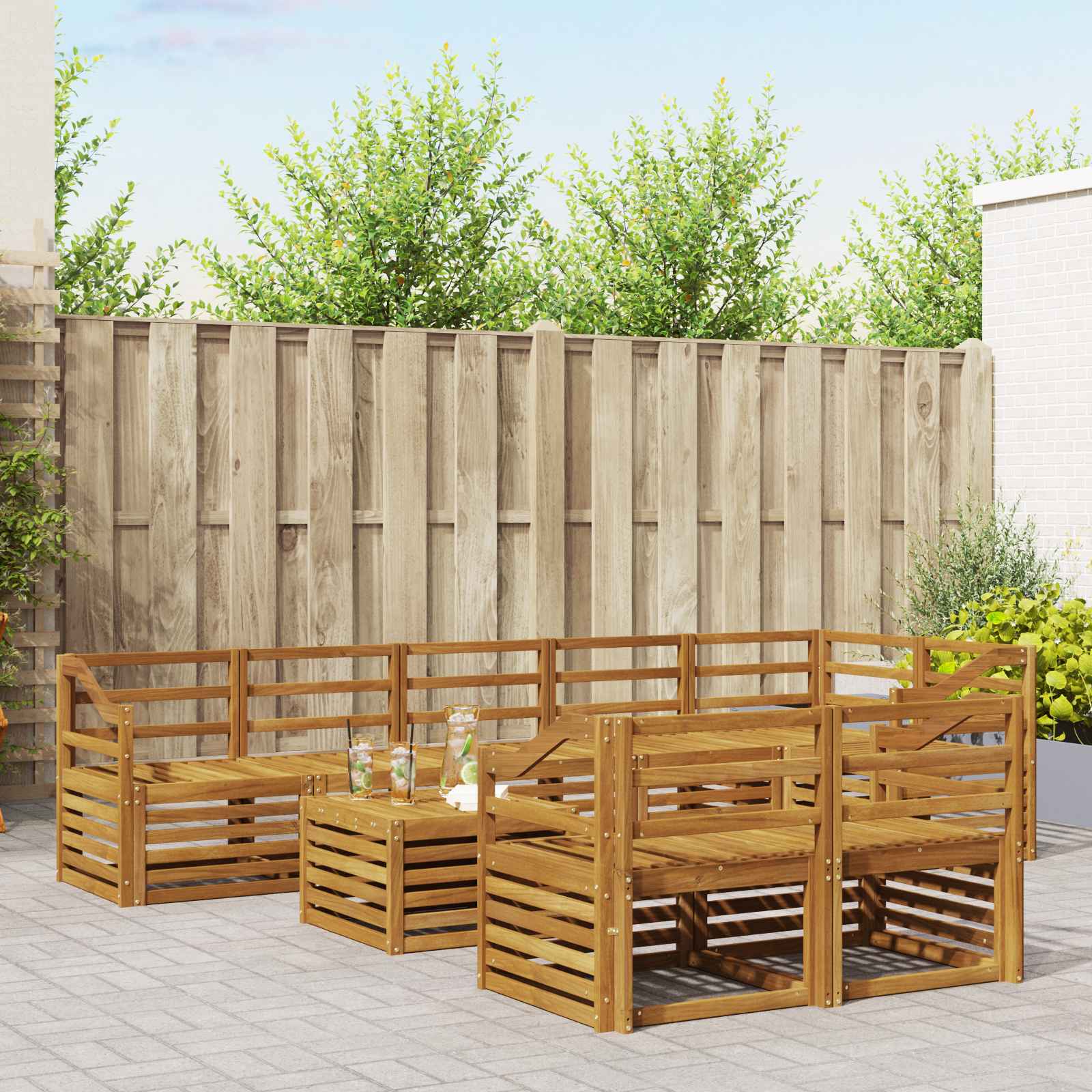 Sofagarnituren 9 pcs Natur Massivholz Akazie