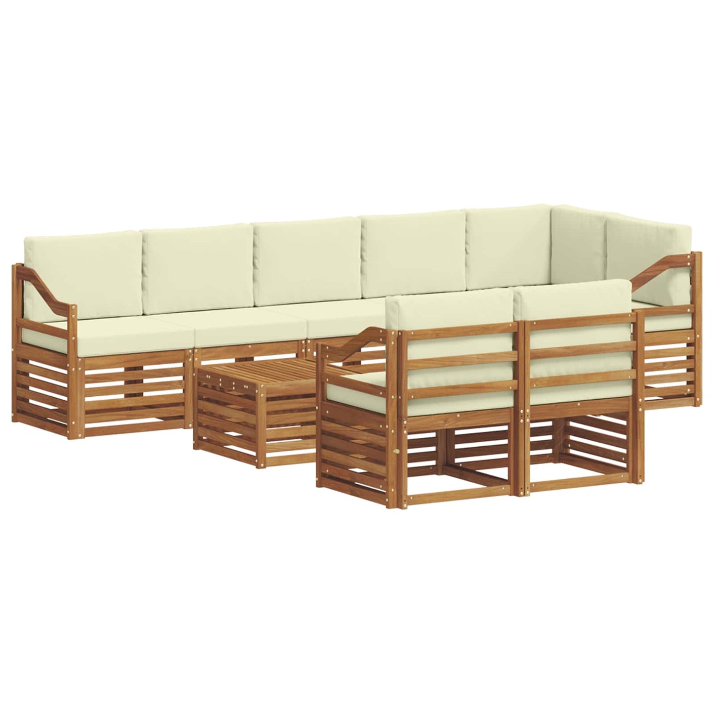 Sofagarnituren 9 pcs Natur und Creme Massivholz Akazie