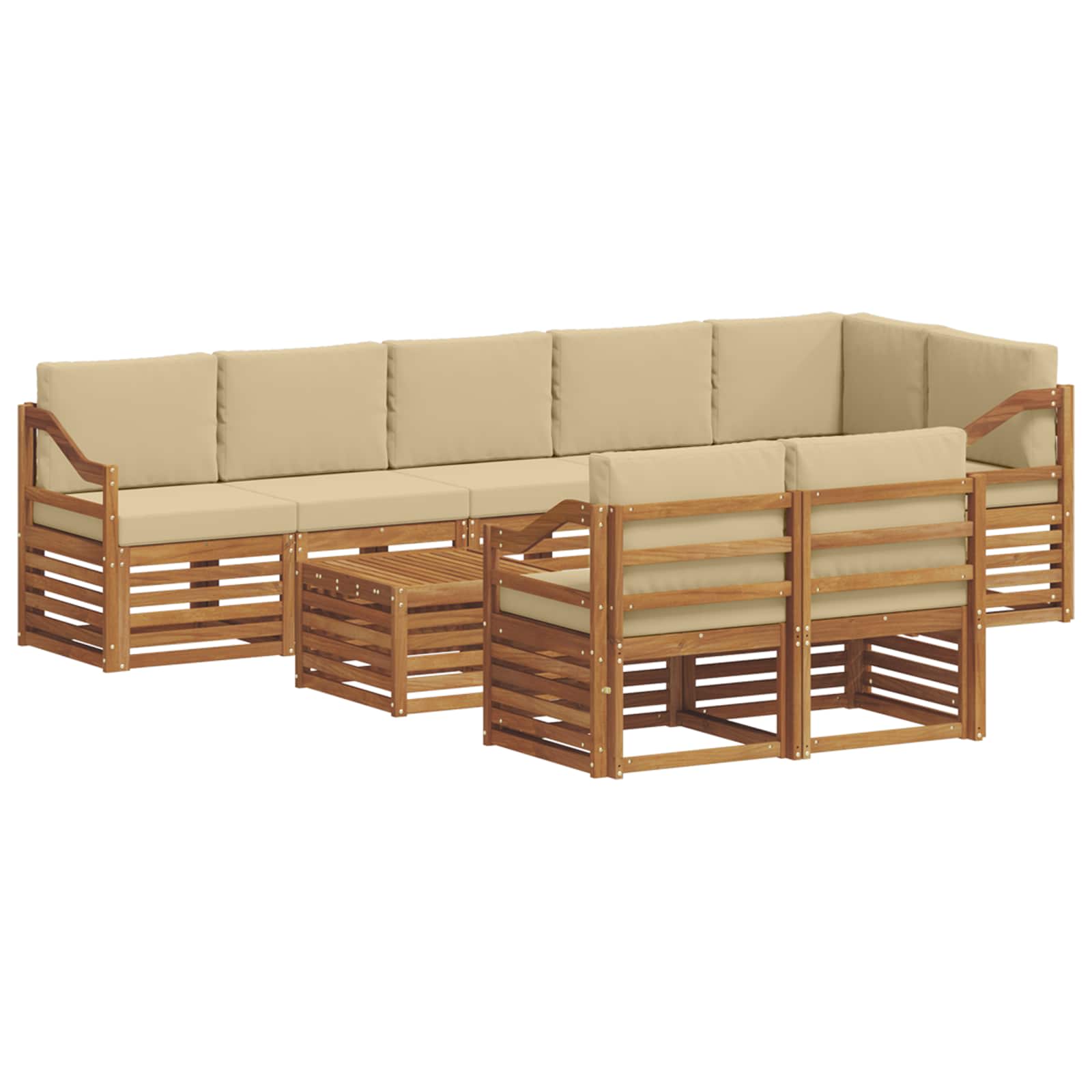 Outdoor-Sofagarnitur 9 stk. Natur und Beige Polyester