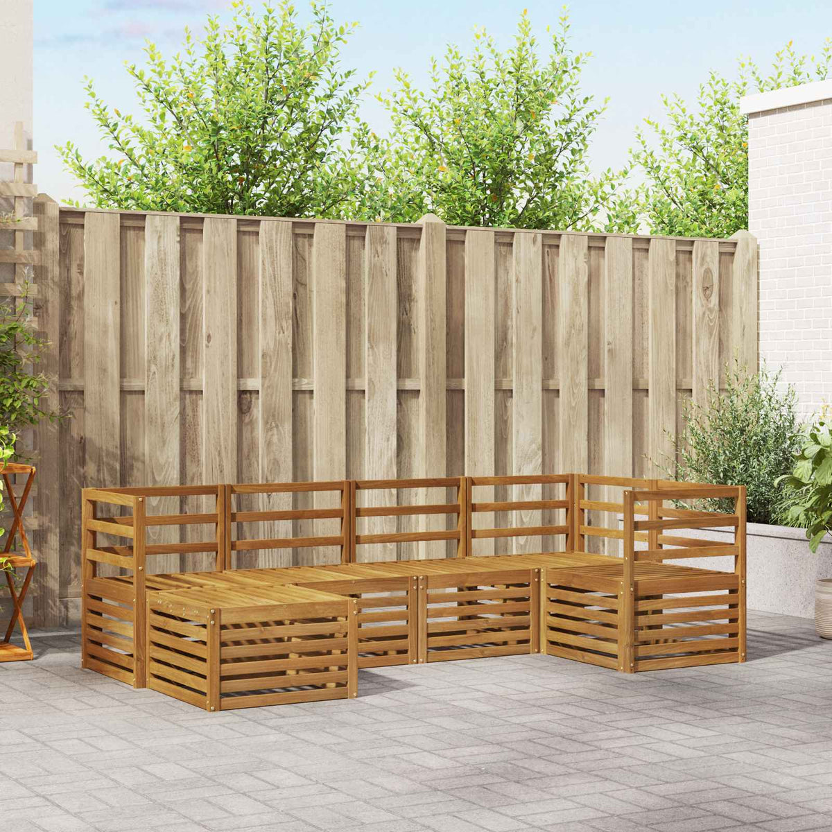 Outdoor-Sofagarnitur 6 stk. Natur Polyester