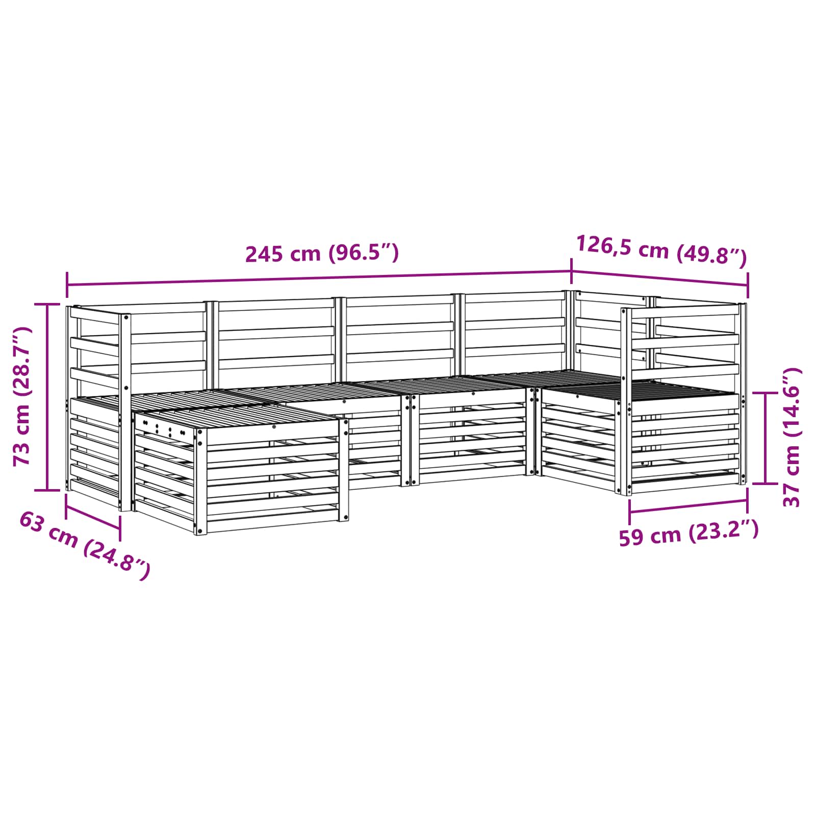 Ecksofa Set 6 pcs Natur