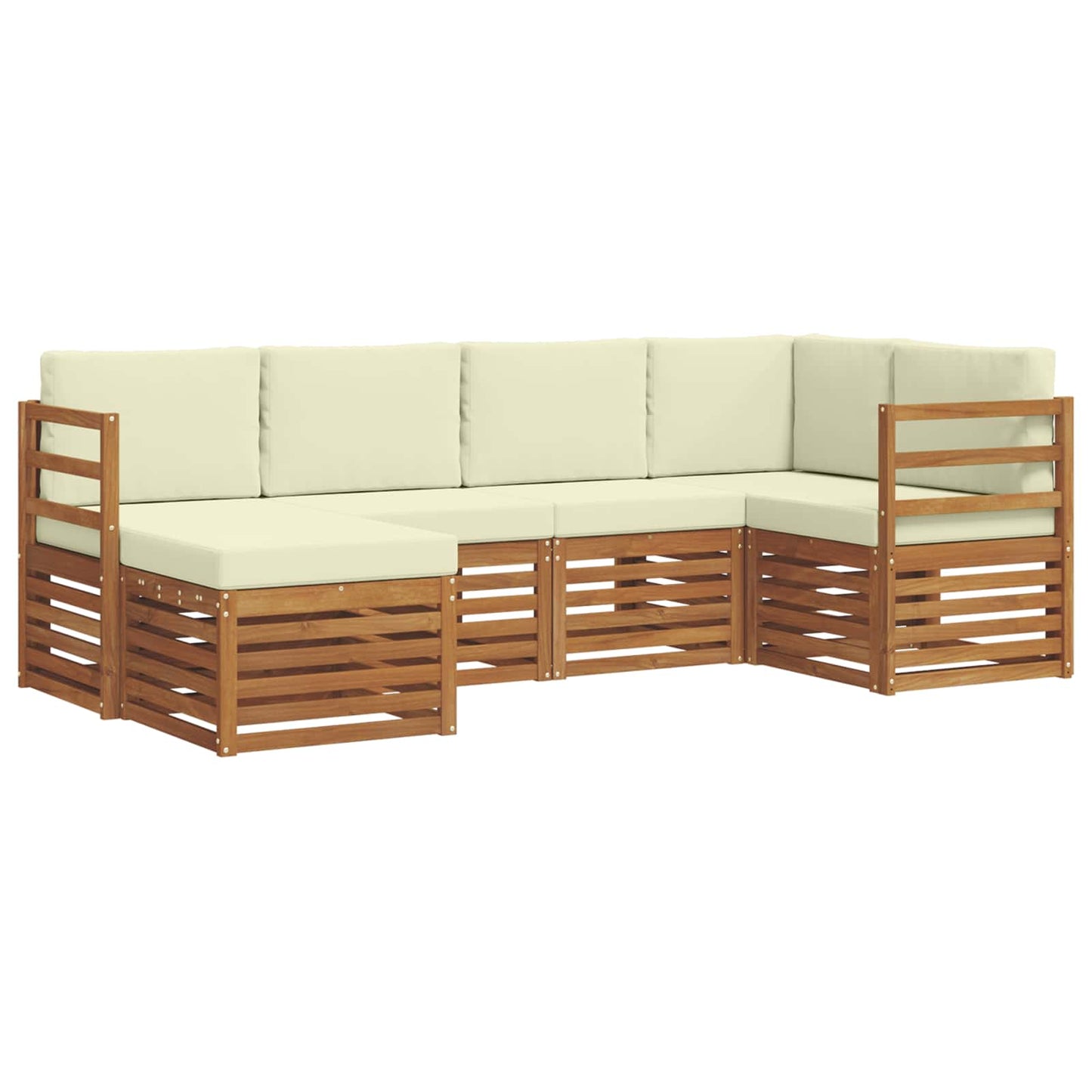 Outdoor-Sofagarnitur 6 stk. Natur und Creme Polyester