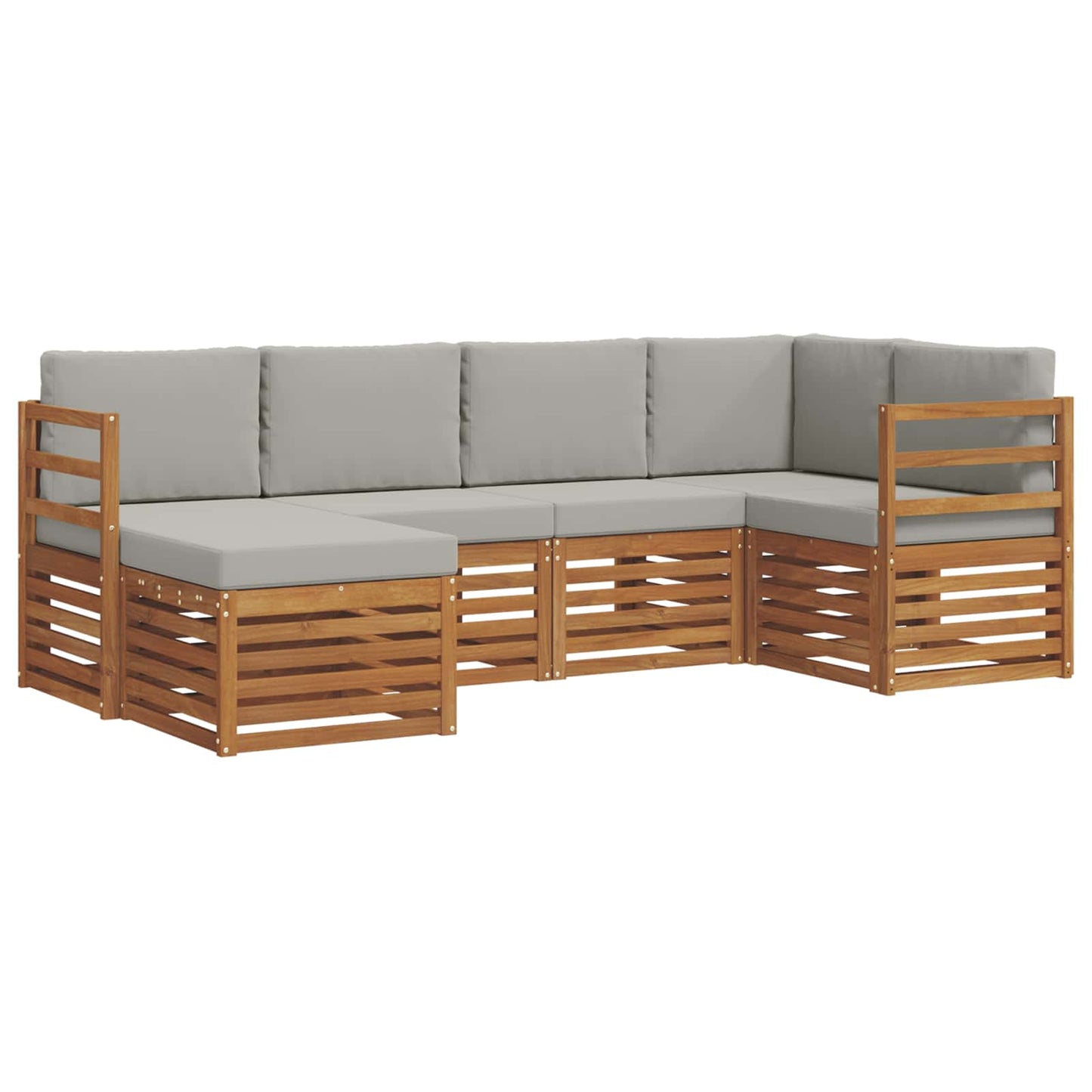 Outdoor-Sofagarnitur 6 stk. Natürlich und Hellgrau Polyester