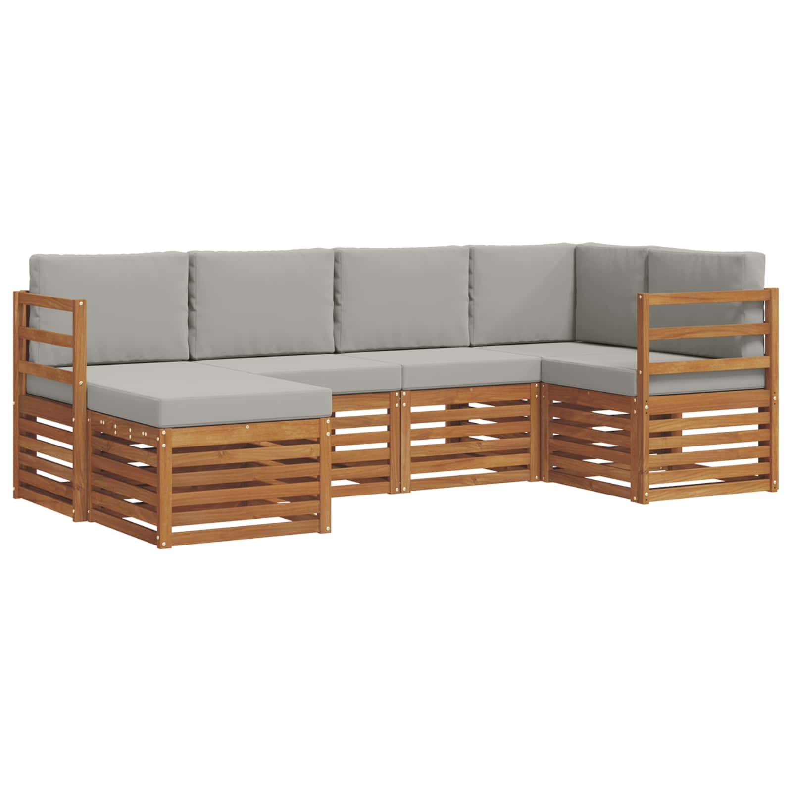 Outdoor-Sofagarnitur 6 stk. Natürlich und Hellgrau Polyester
