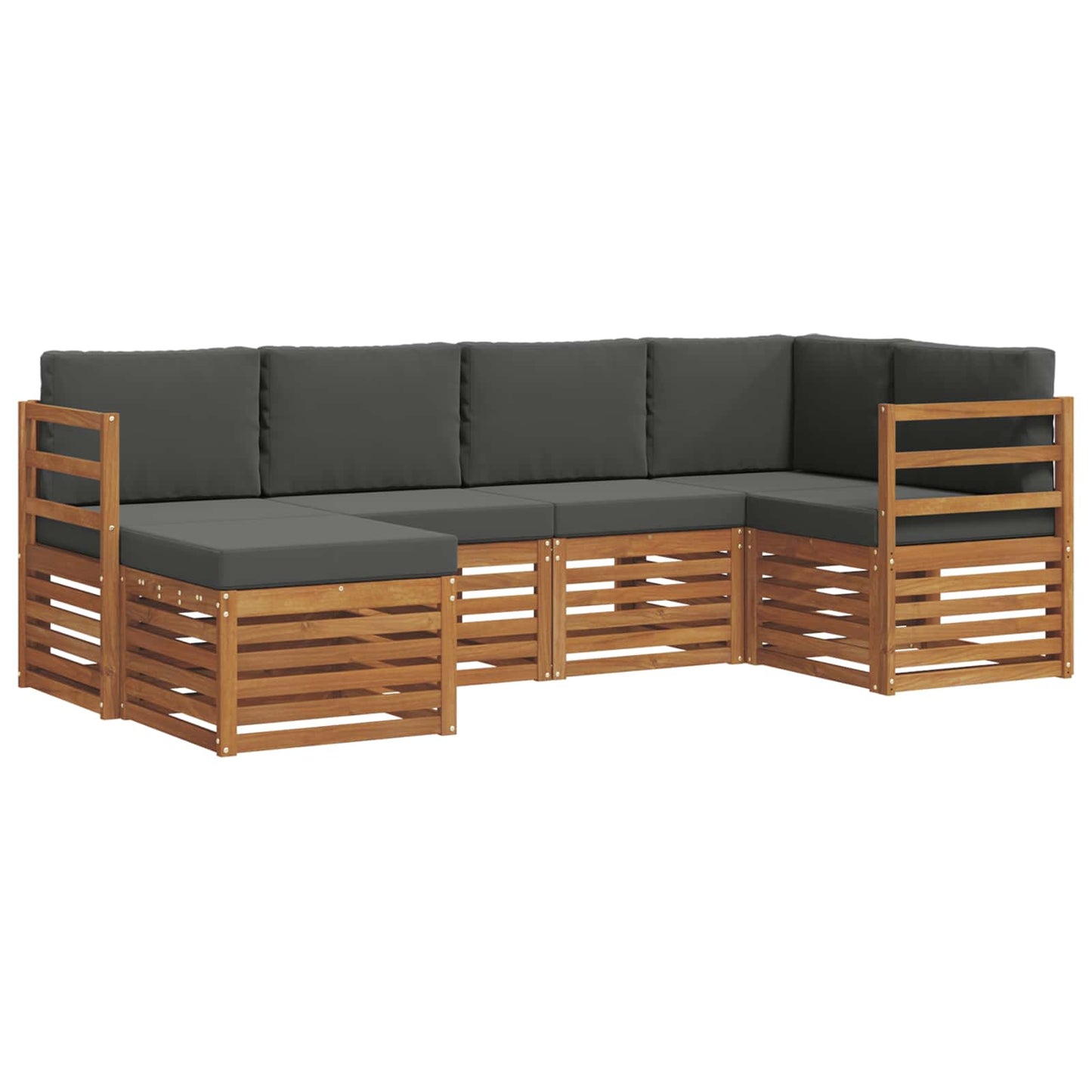 Outdoor-Sofagarnitur 6 stk. Natur und Anthrazit Polyester