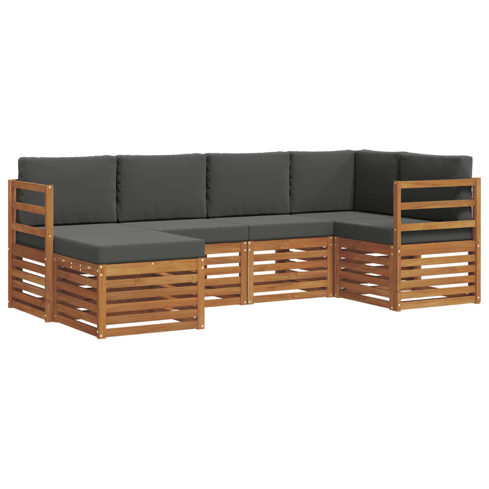 Outdoor-Sofagarnitur 6 stk. Natur und Anthrazit Polyester