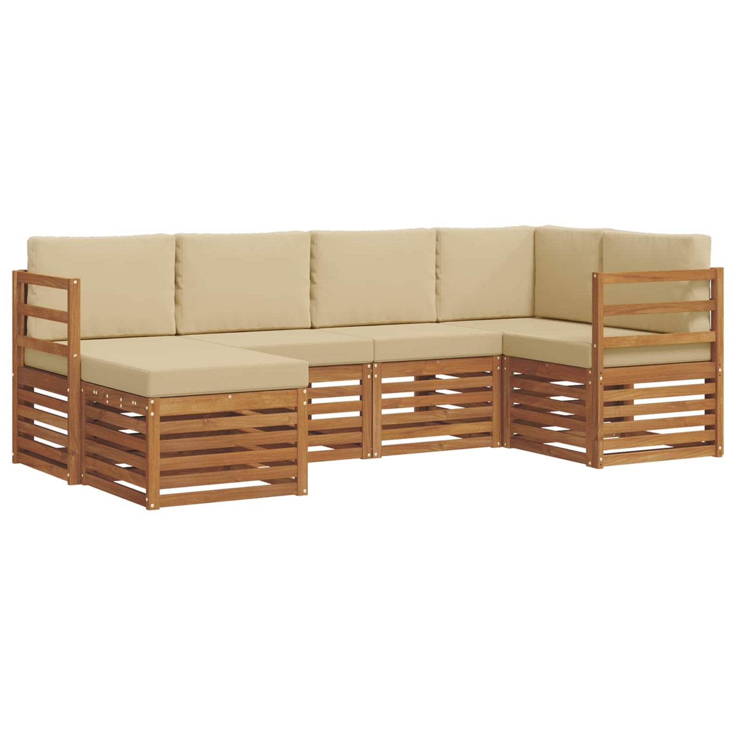 Outdoor-Sofagarnitur 6 stk. Natur und Beige Polyester