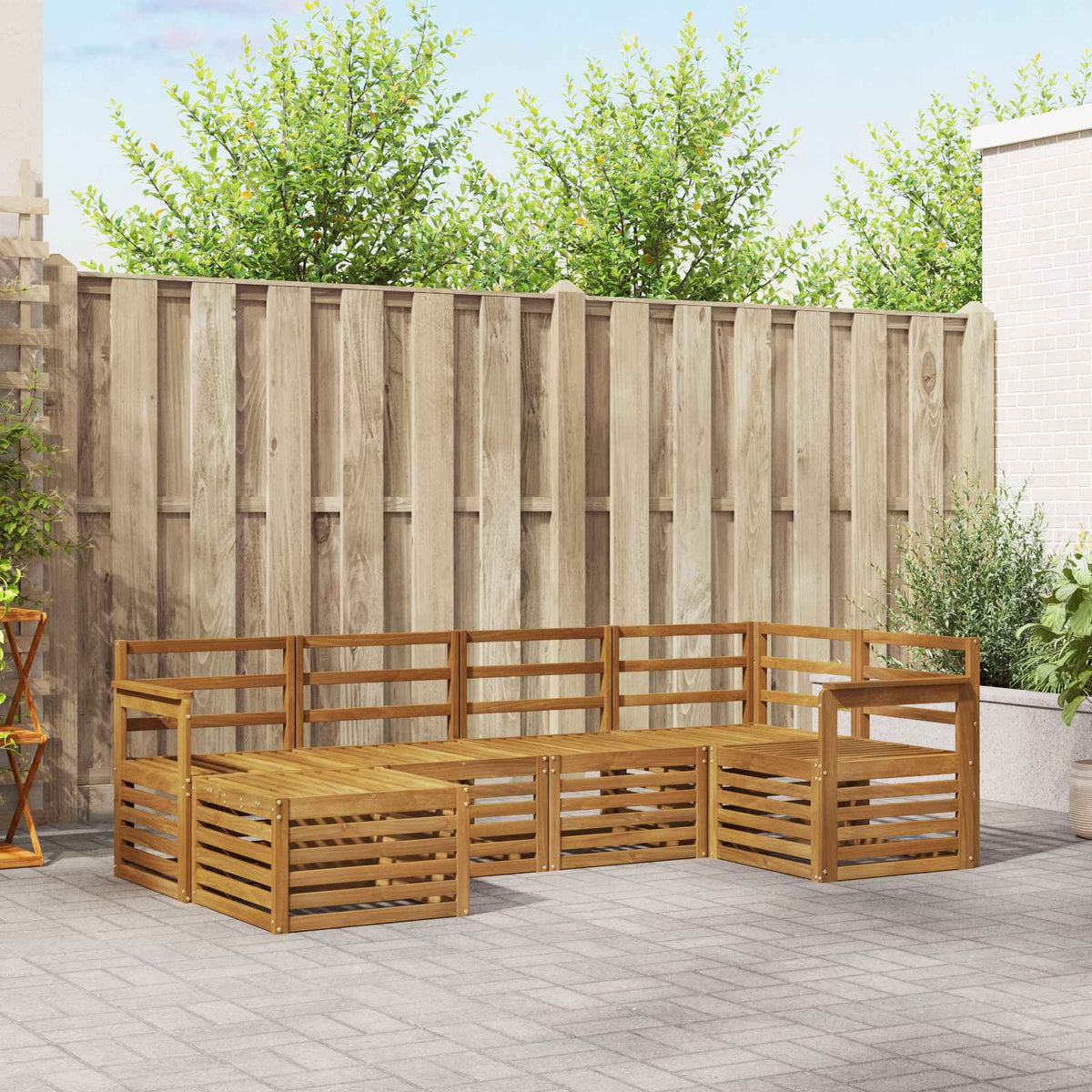 Outdoor-Sofagarnitur 6 stk. Natur Polyester