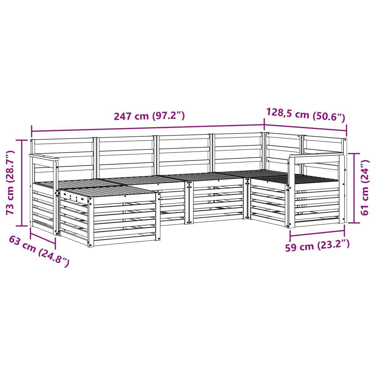 Outdoor-Sofagarnitur 6 stk. Natur Polyester
