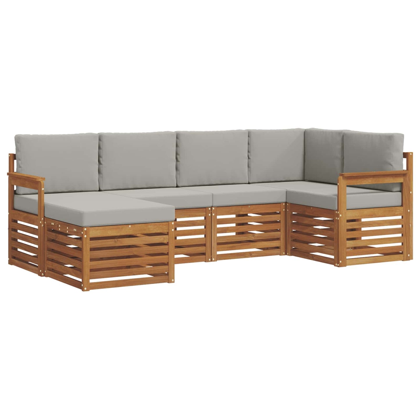 Outdoor-Sofagarnitur 6 stk. Natürlich und Hellgrau Polyester