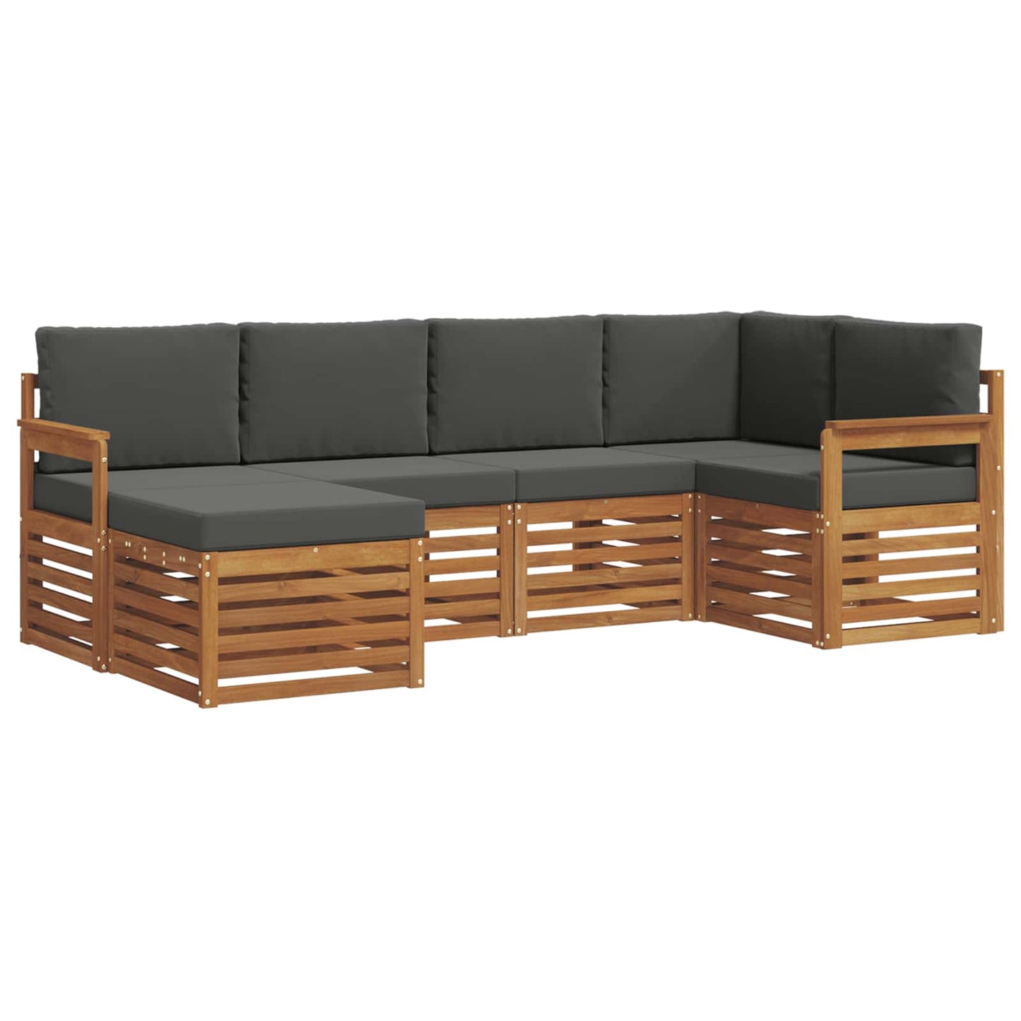 Outdoor-Sofagarnitur 6 stk. Natur und Anthrazit Polyester