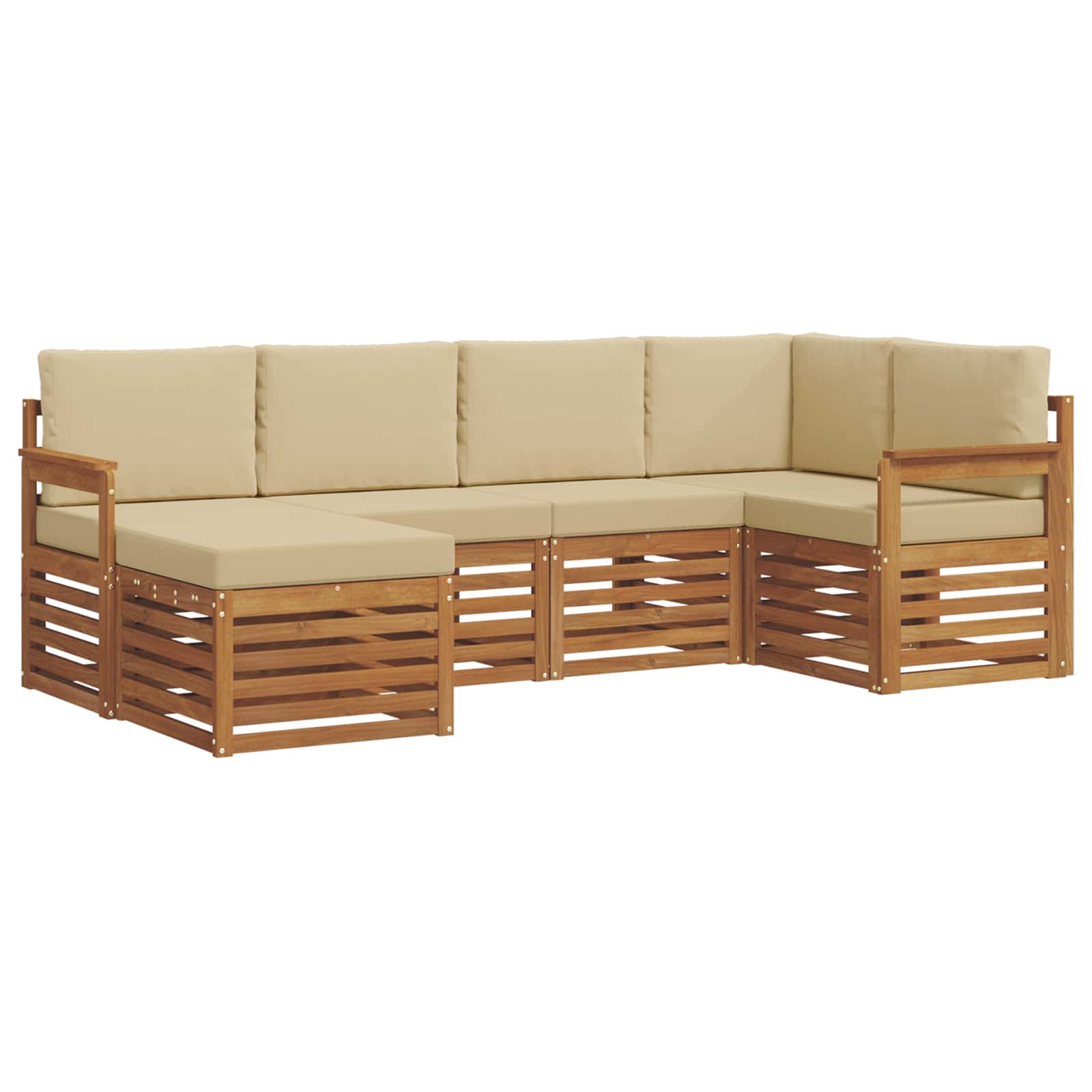 Outdoor-Sofagarnitur 6 stk. Natur und Beige Polyester