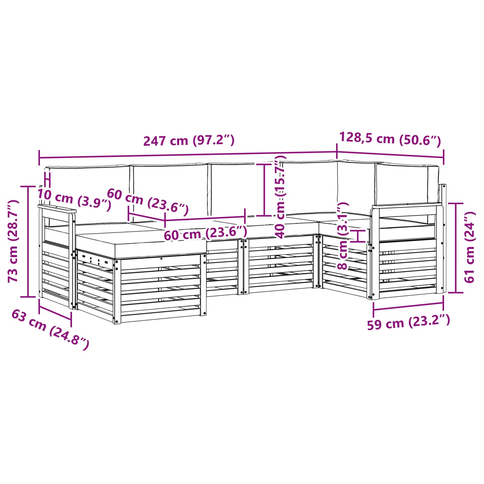 Outdoor-Sofagarnitur 6 stk. Natur und Beige Polyester