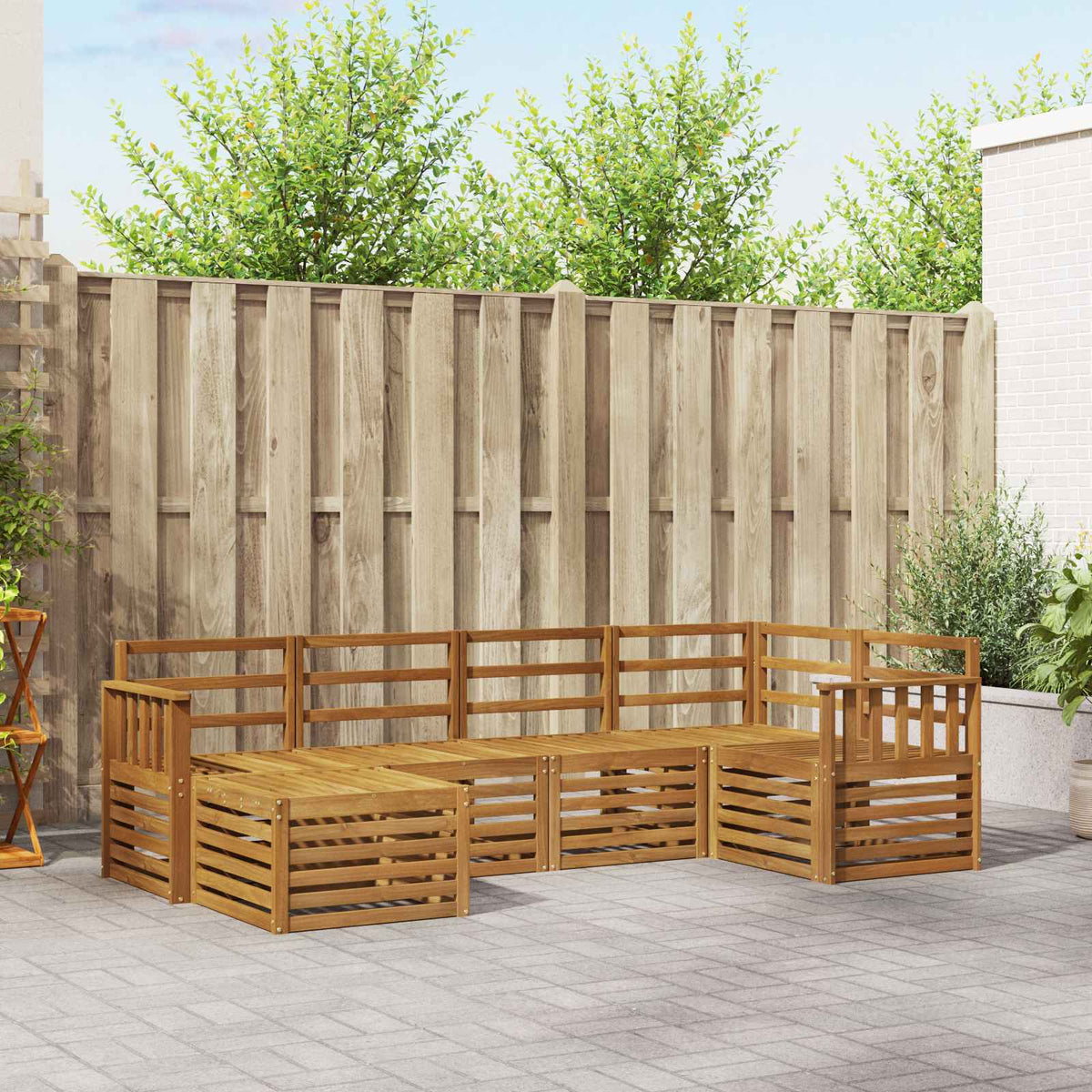 Outdoor-Sofagarnitur 6 stk. Natur Polyester