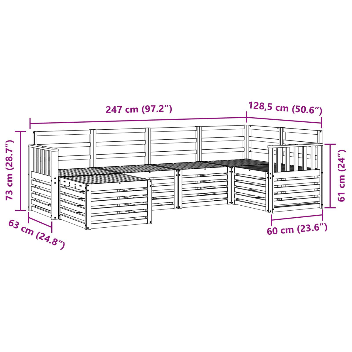 Outdoor-Sofagarnitur 6 stk. Natur Polyester