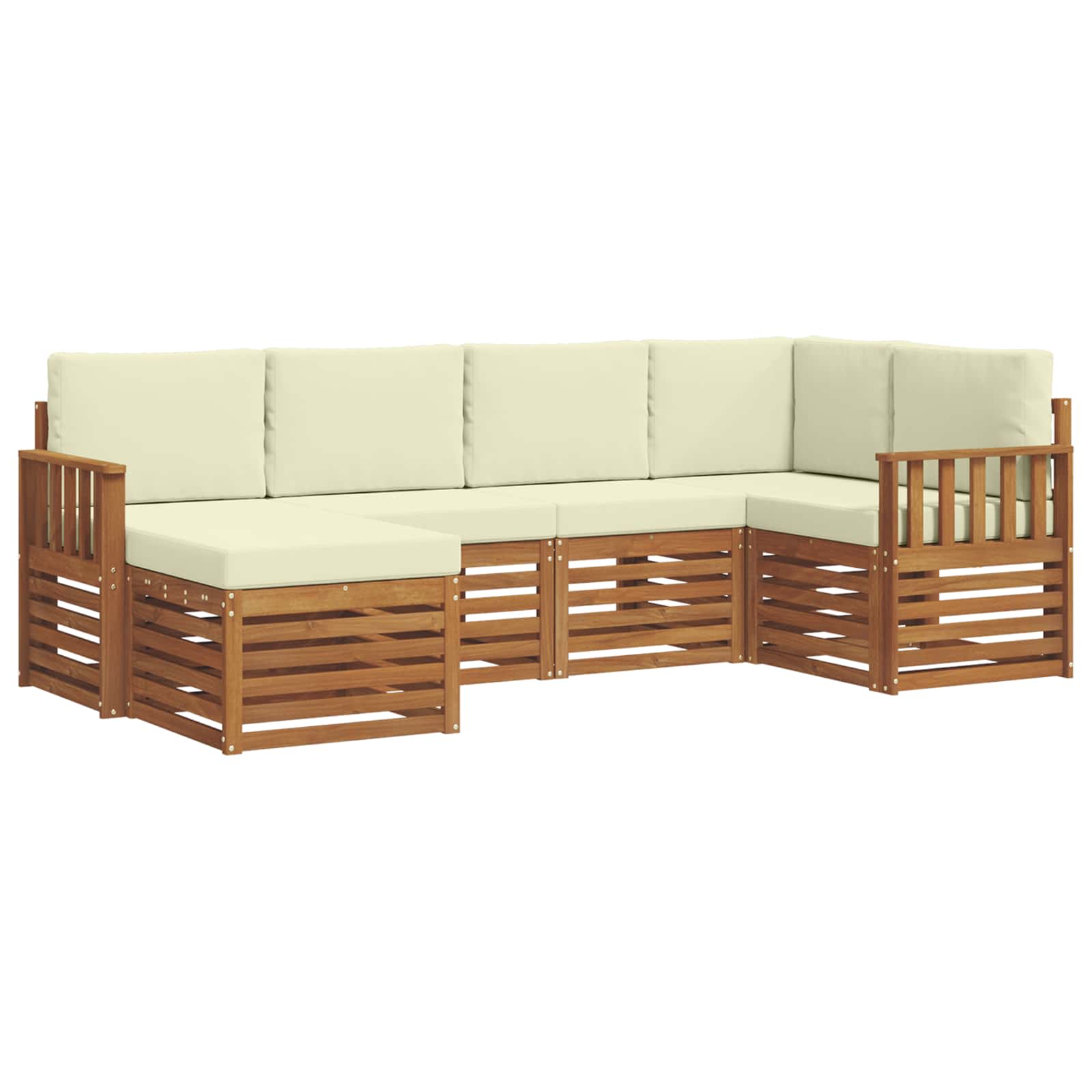 Ecksofa Set mit Kissen 6 pcs Natur und Creme