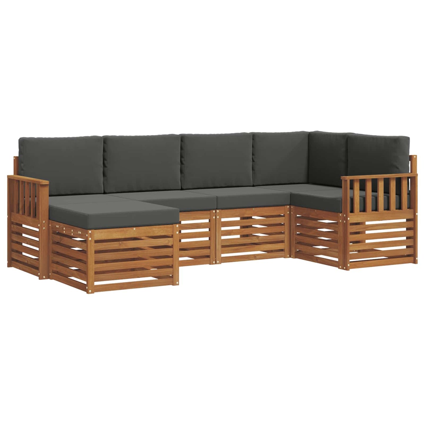 Outdoor-Sofagarnitur 6 stk. Natur und Anthrazit Polyester