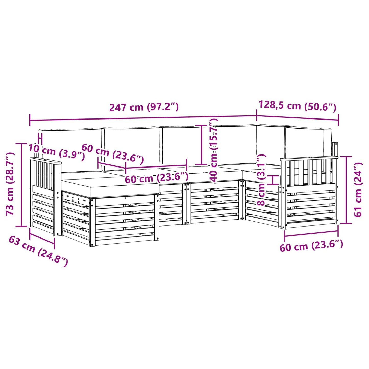 Outdoor-Sofagarnitur 6 stk. Natur und Anthrazit Polyester