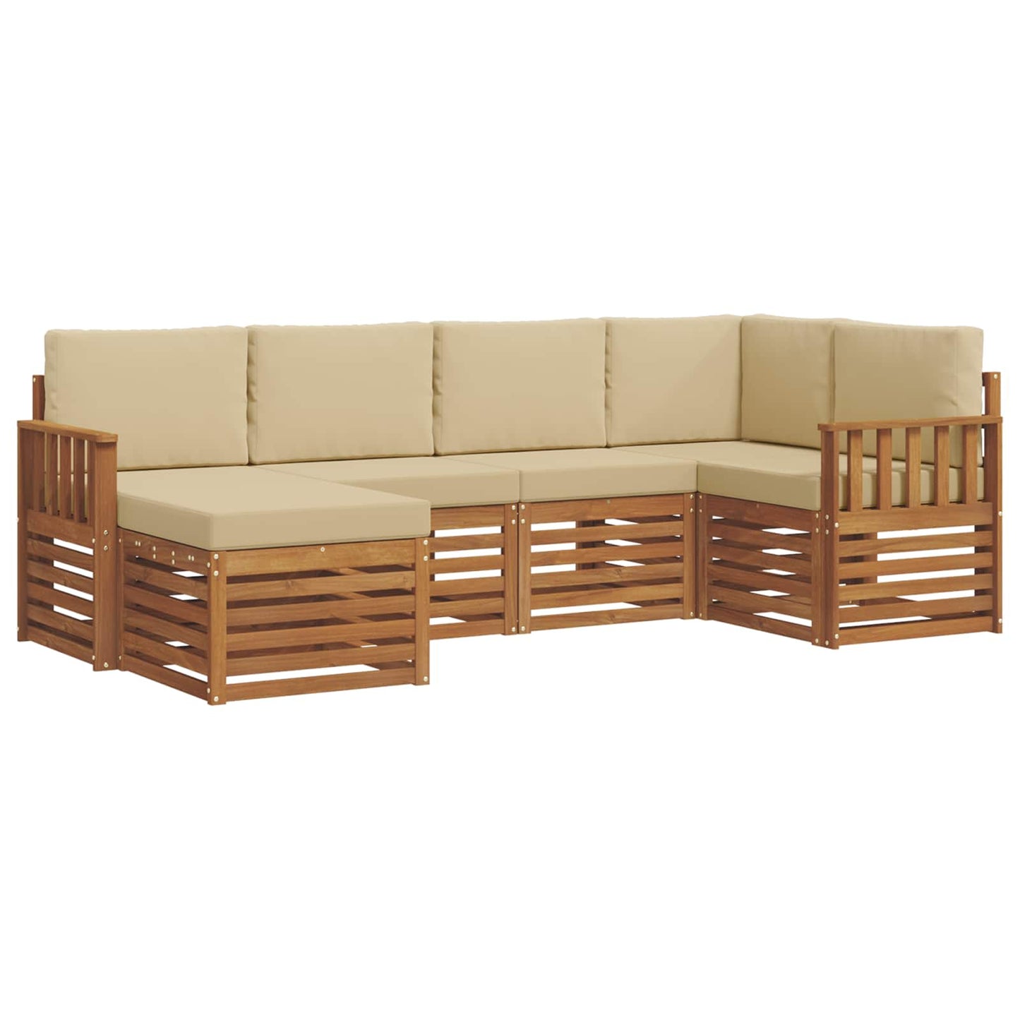 Outdoor-Sofagarnitur 6 stk. Natur und Beige Polyester