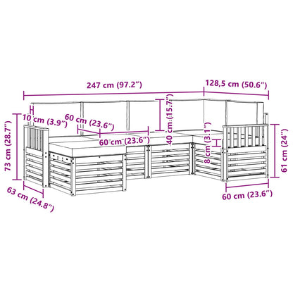Outdoor-Sofagarnitur 6 stk. Natur und Beige Polyester