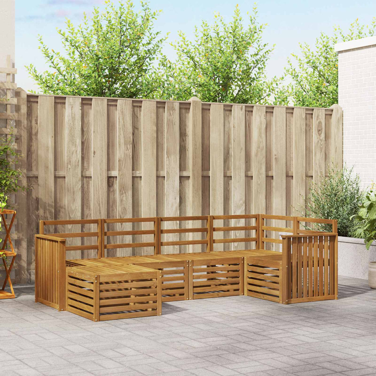 Outdoor-Sofagarnitur 6 stk. Natur Polyester