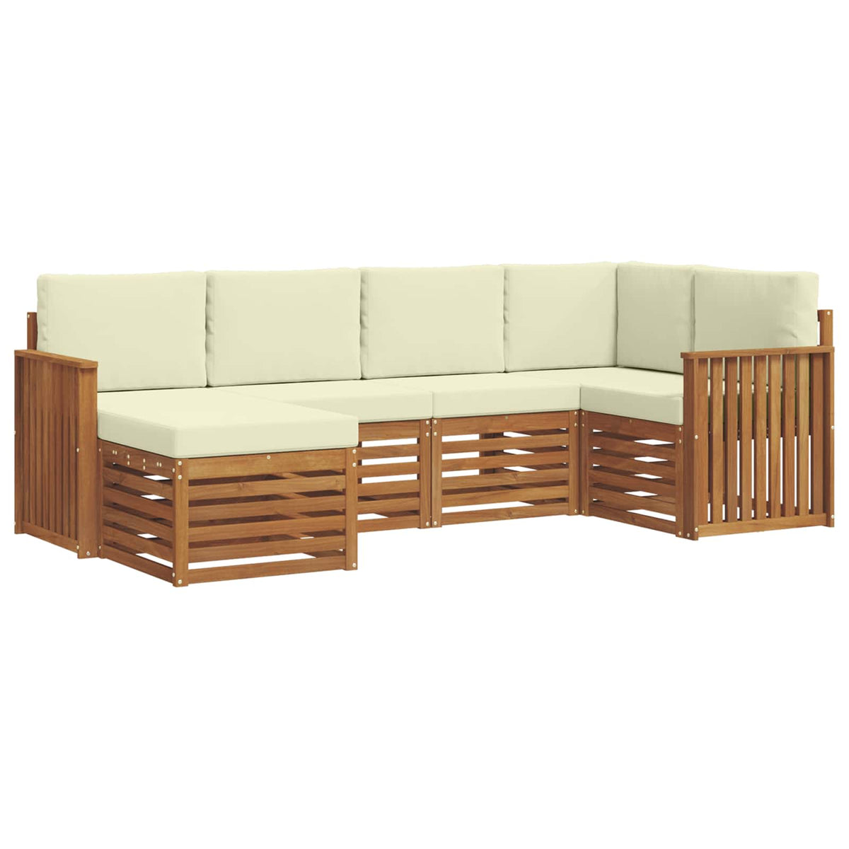 Outdoor-Sofagarnitur 6 stk. Natur und Creme Polyester