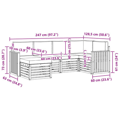 Outdoor-Sofagarnitur 6 stk. Natur und Creme Polyester