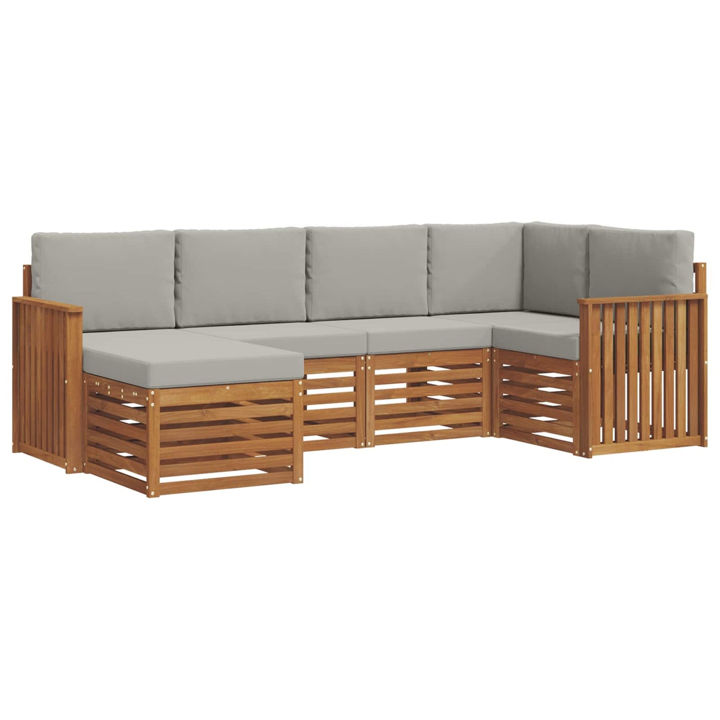 Outdoor-Sofagarnitur 6 stk. Natürlich und Hellgrau Polyester